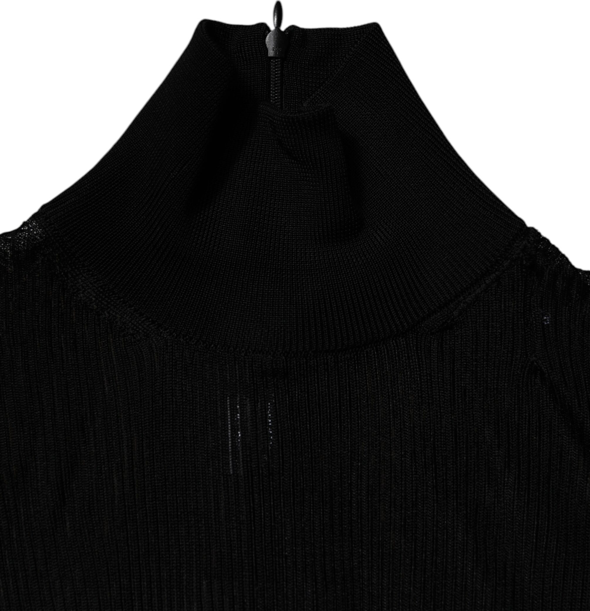 Dolce & Gabbana Black Knit Long Sleeves Turtleneck Slim Top
