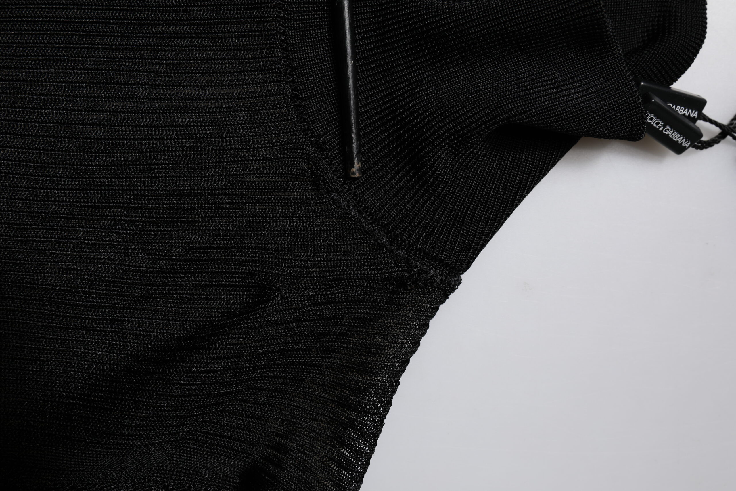 Dolce & Gabbana Black Knit Long Sleeves Turtleneck Slim Top