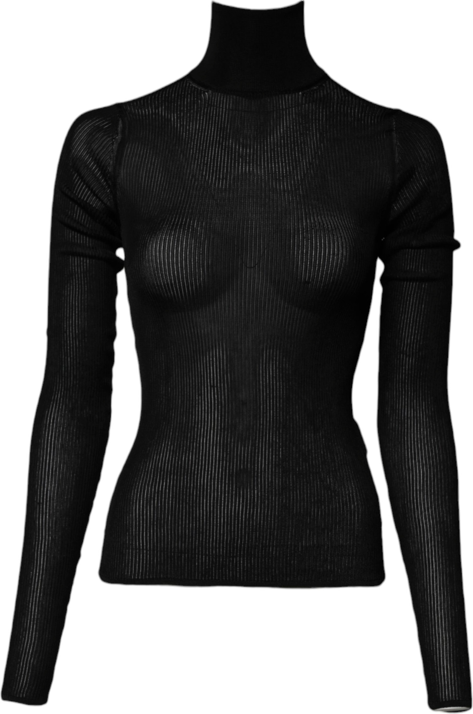 Black Knit Long Sleeves Turtleneck Slim Top Dolce & Gabbana