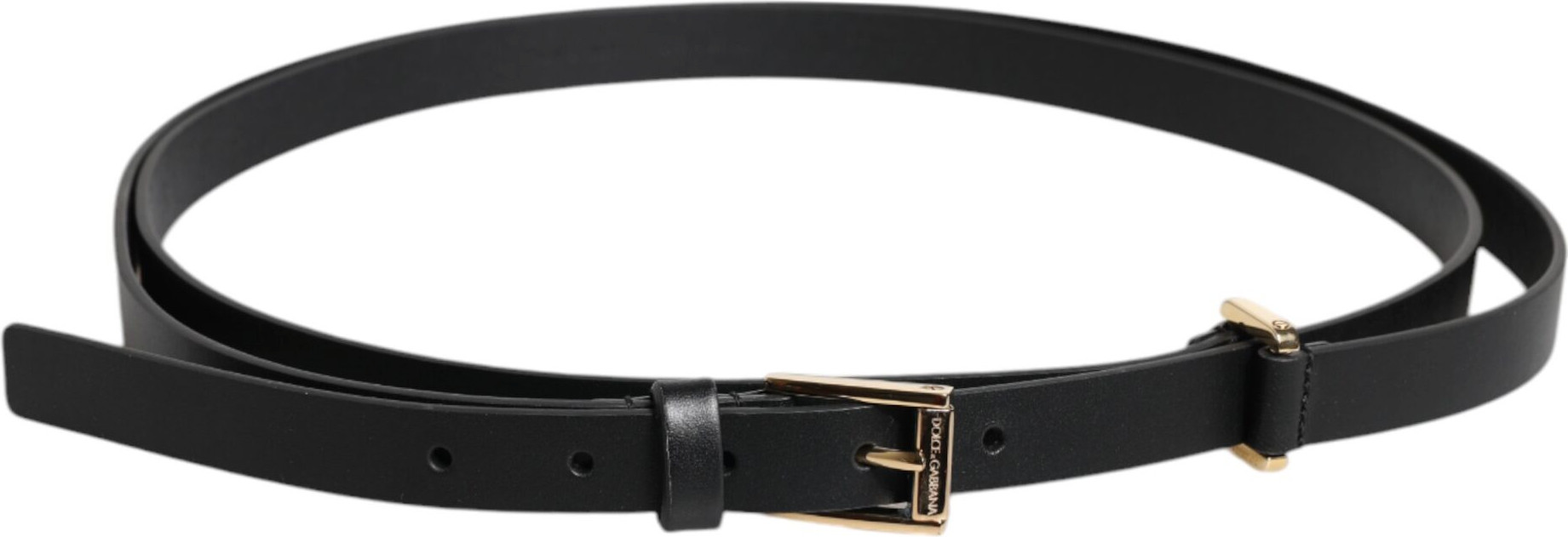 Belt Dolce & Gabbana Black Calf Leather Gold Metal Buckle