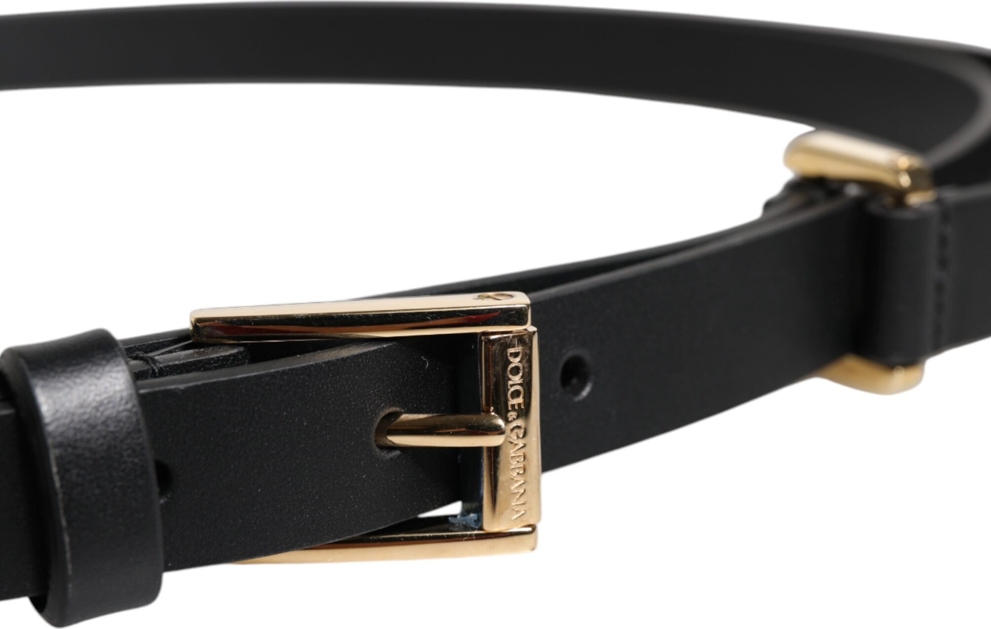 Belt Dolce & Gabbana Black Calf Leather Gold Metal Buckle