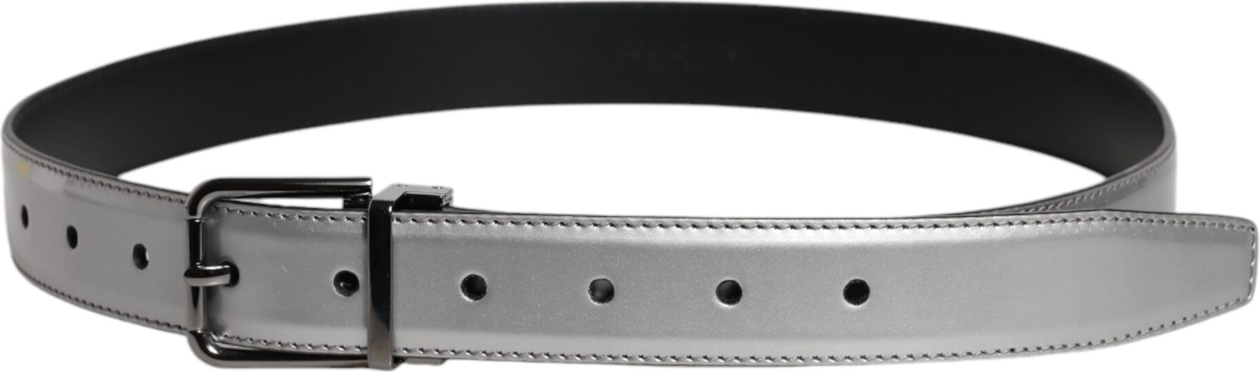 Belt Dolce & Gabbana Silver Leather Classic Metal Logo Buckle