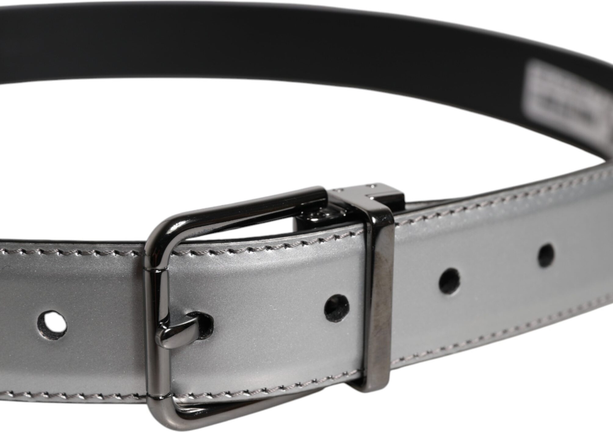 Belt Dolce & Gabbana Silver Leather Classic Metal Logo Buckle
