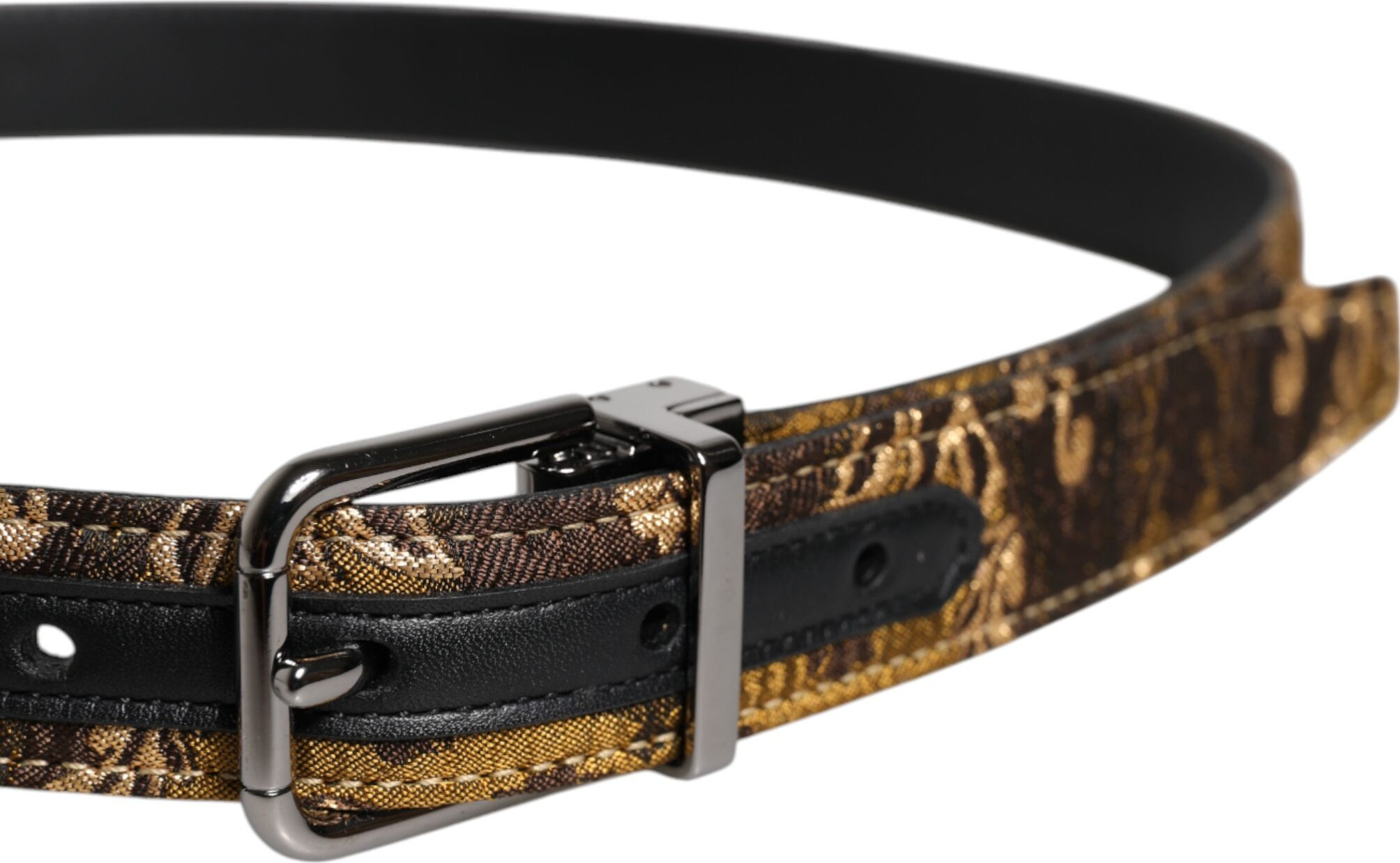 Beltti Dolce & Gabbana Multicolor Jakard Kiyik Logotipli"]<Buckle