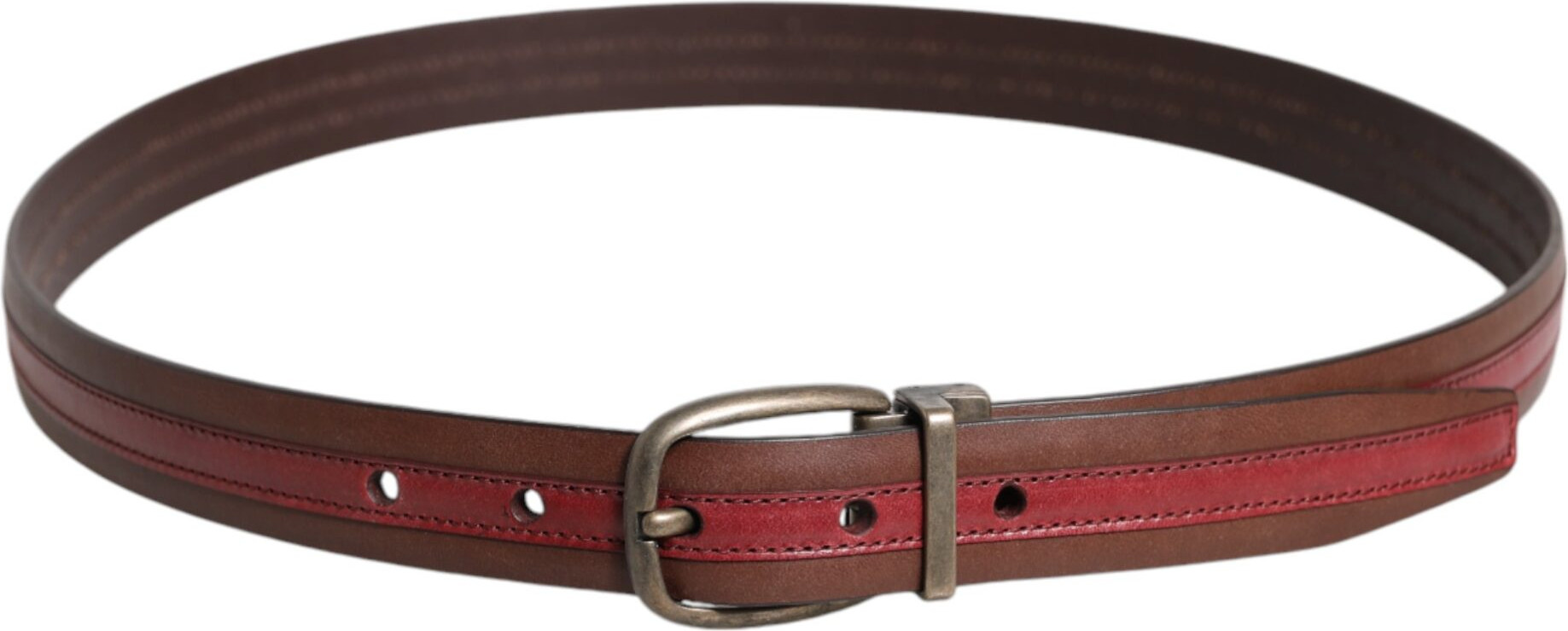 Belt Dolce & Gabbana Burgundy Leather Metal Logo Buckle