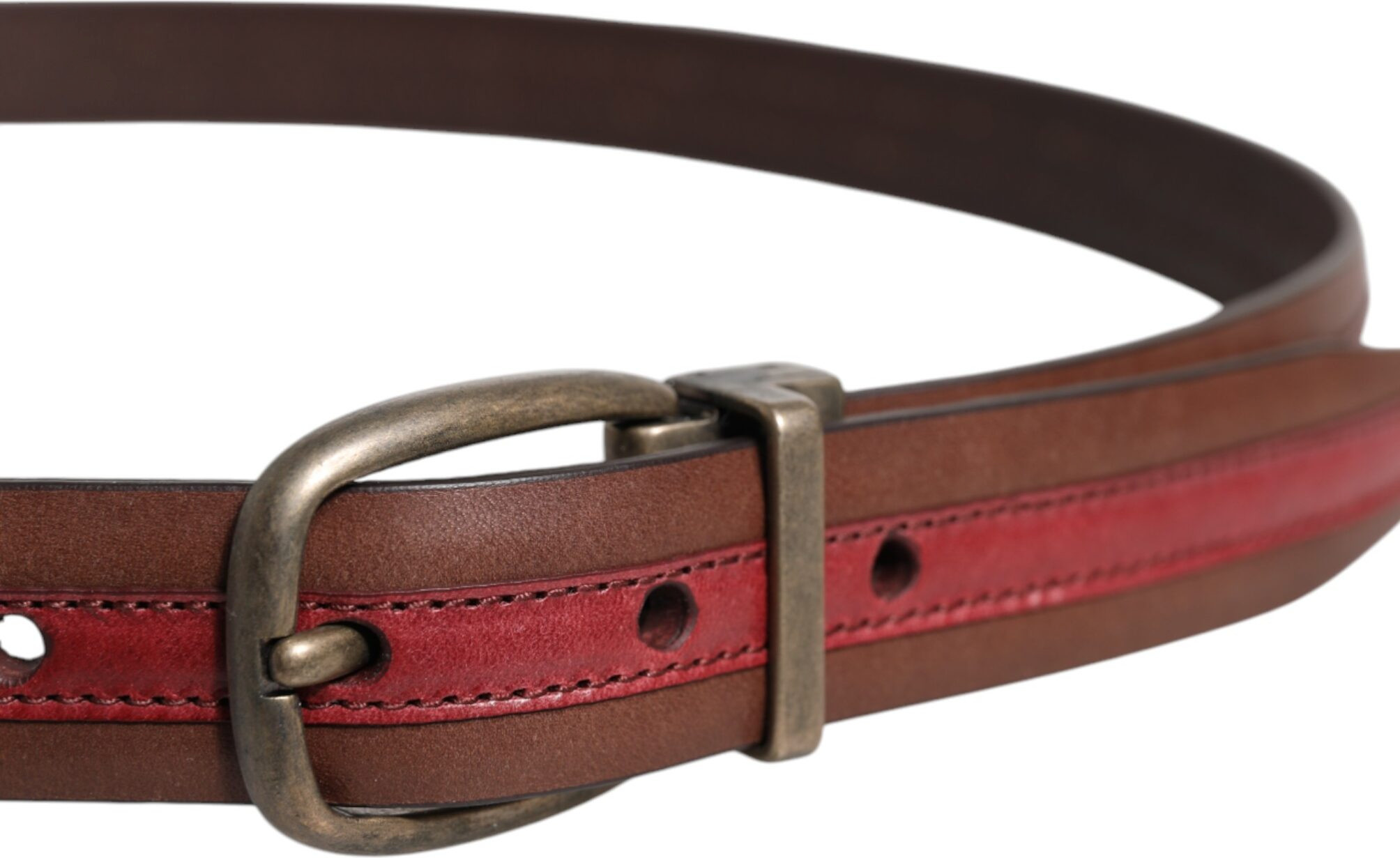 Belt Dolce & Gabbana Burgundy Leather Metal Logo Buckle