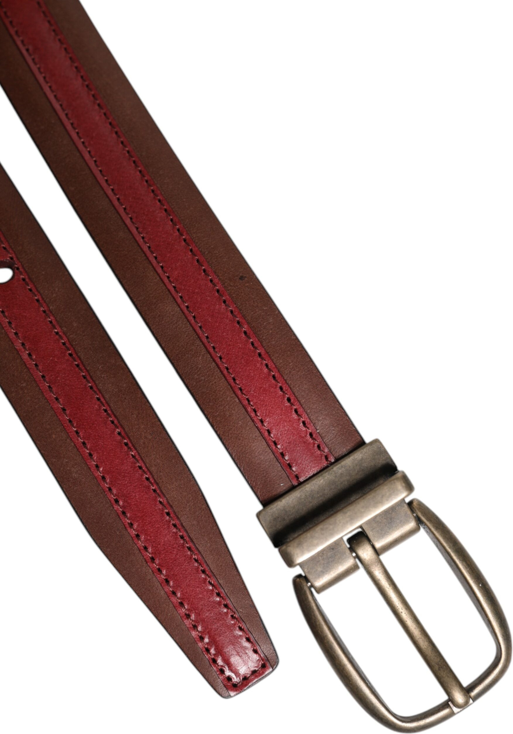 Belt Dolce & Gabbana Burgundy Leather Metal Logo Buckle