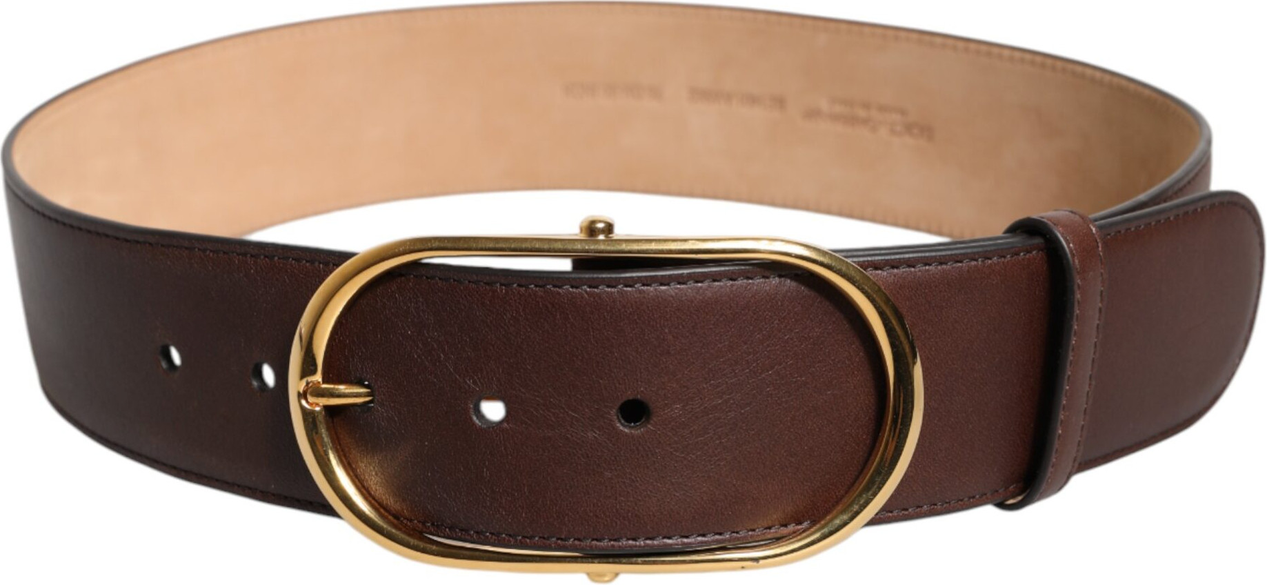 Belt Dolce & Gabbana Brown Logo Engraved Metal Waist Buckle