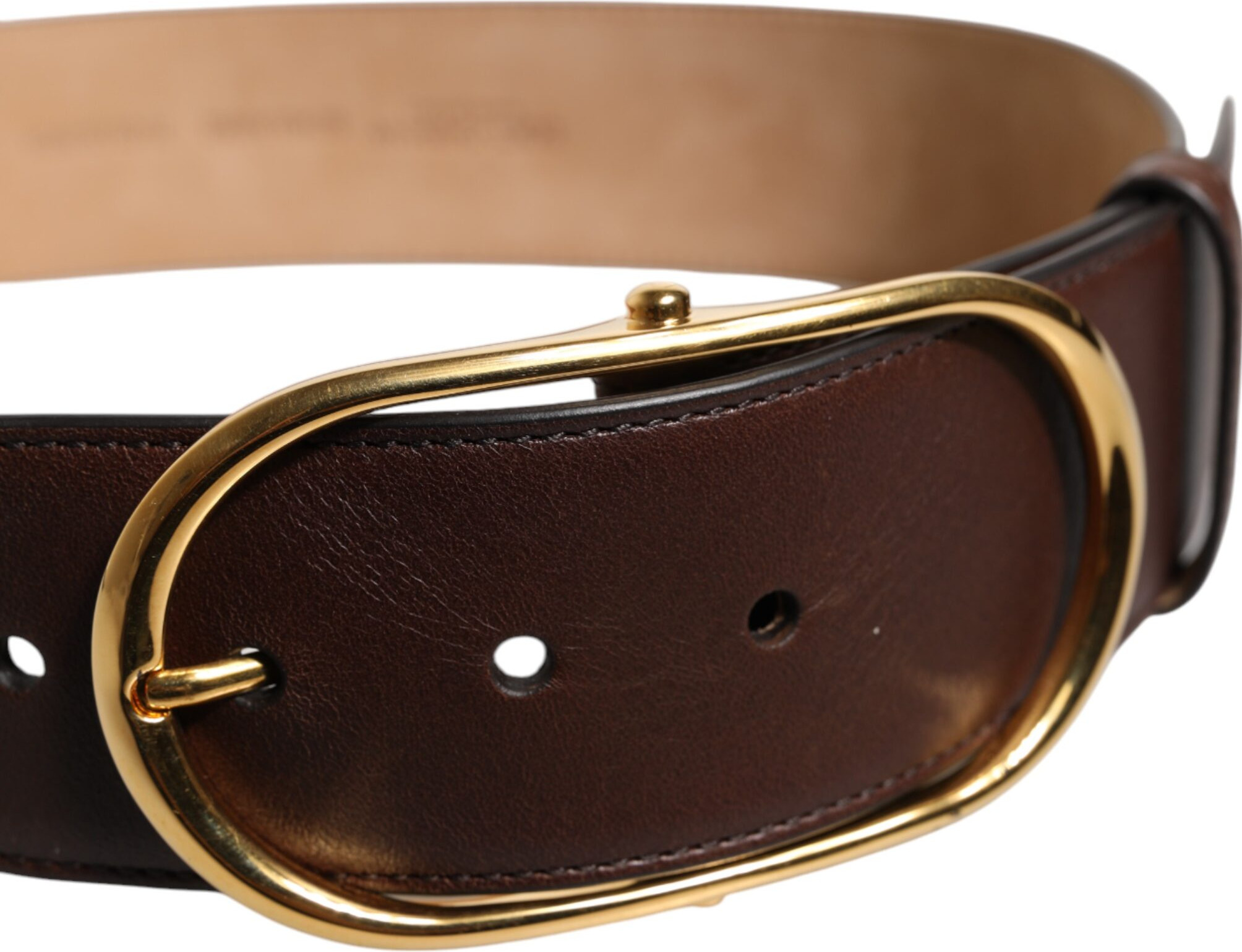 Belt Dolce & Gabbana Brown Logo Engraved Metal Waist Buckle