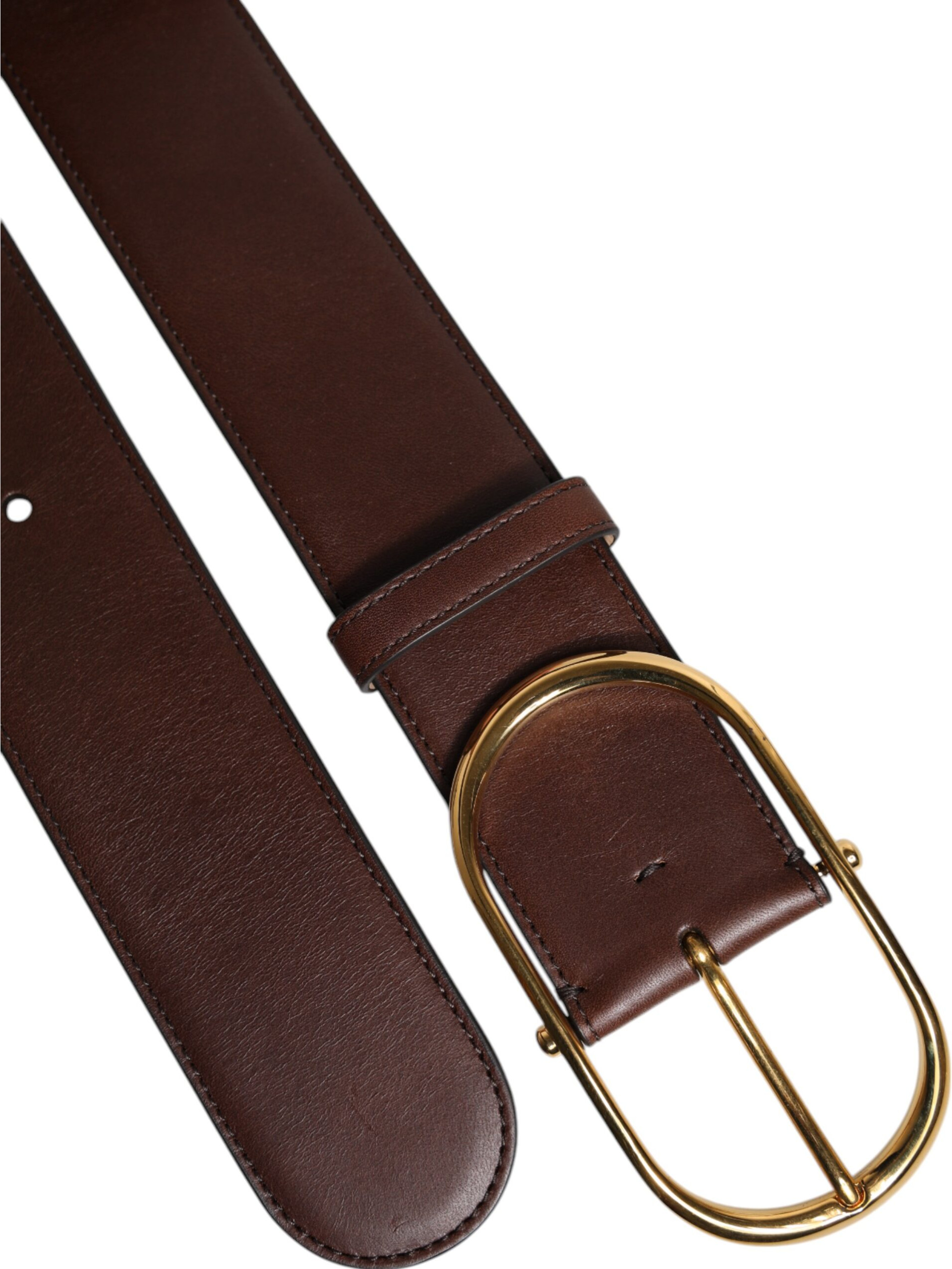 Belt Dolce & Gabbana Brown Logo Engraved Metal Waist Buckle
