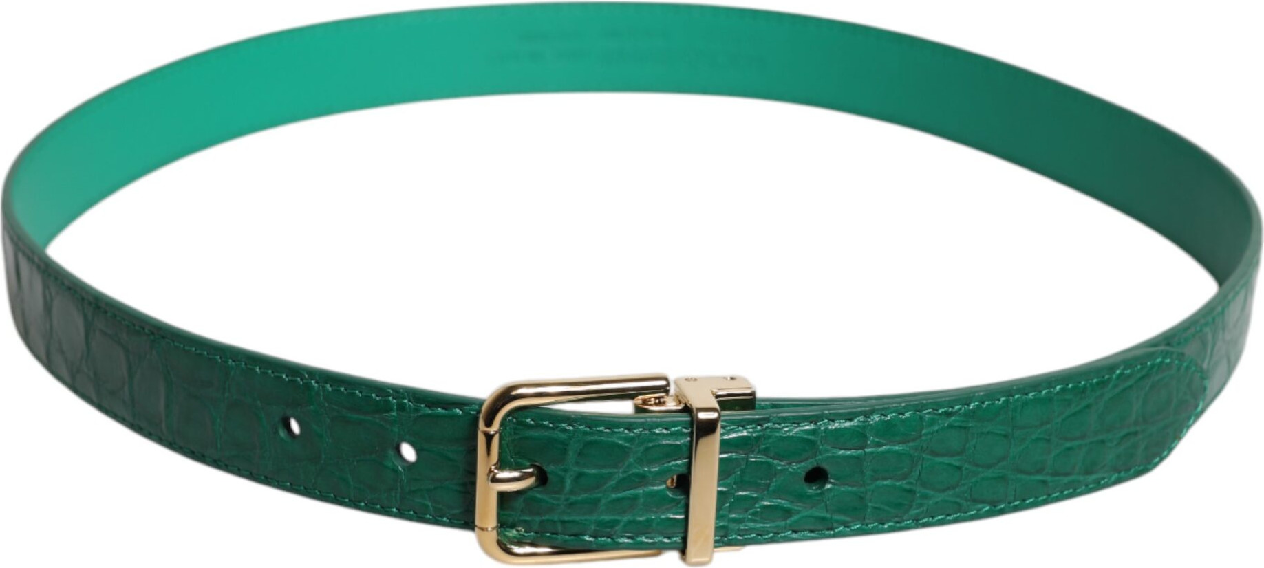 Belt Dolce & Gabbana Green Leather Logo Metal Waist Buckle Belt