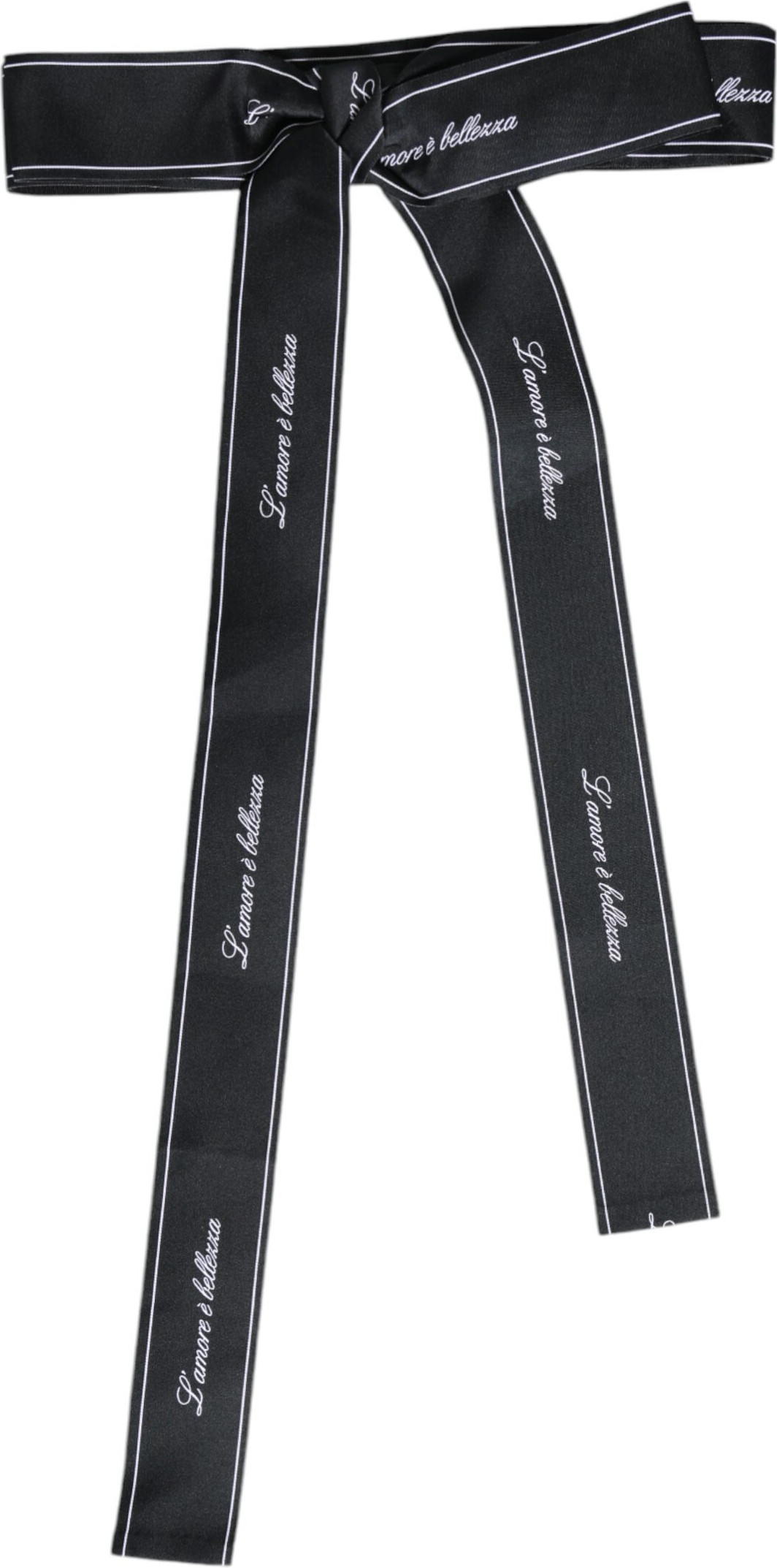Belt Dolce & Gabbana Black Waist Ribbon Wide Bow Logo Belt