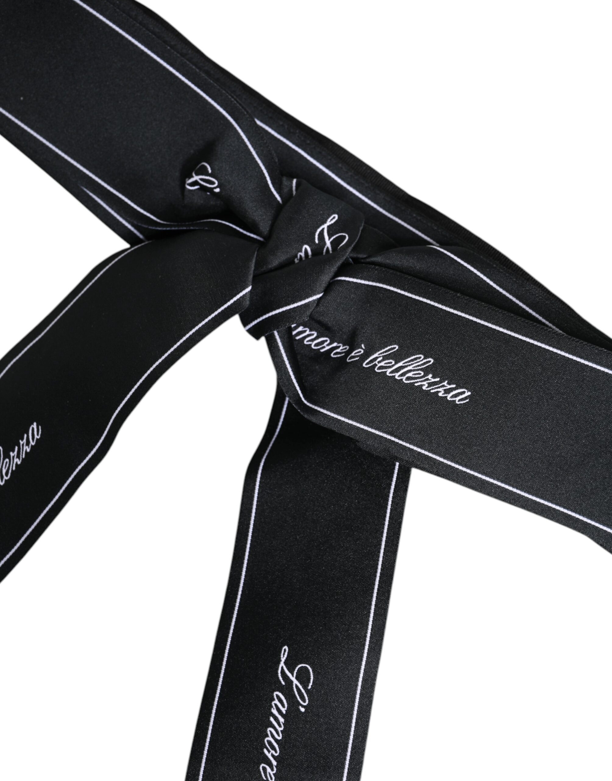 Belt Dolce & Gabbana Black Waist Ribbon Wide Bow Logo Belt