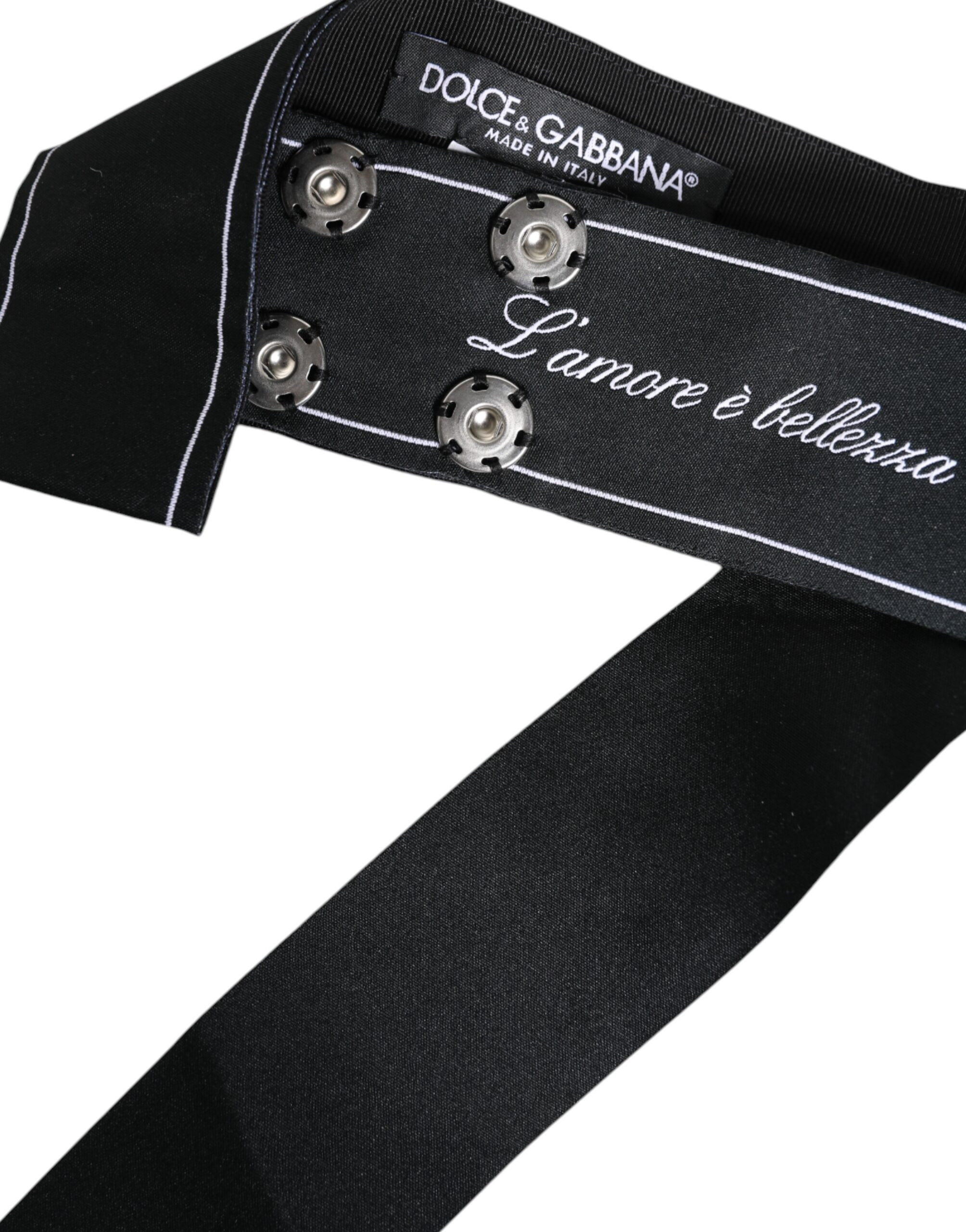Belt Dolce & Gabbana Black Waist Ribbon Wide Bow Logo Belt