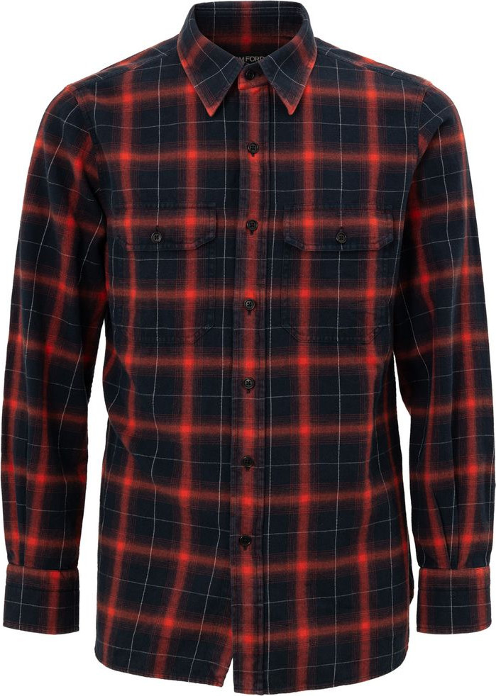 Bicolor Linen Pattern Shirt Tom Ford