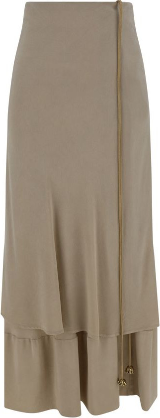 Skirt Quira Beige Silk Long Skirt