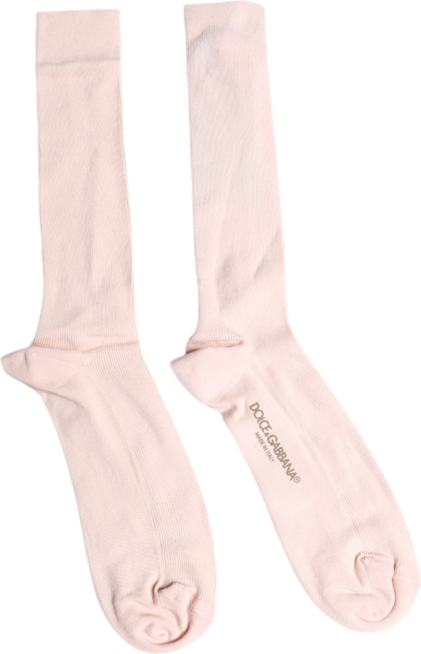 Носки Dolce & Gabbana Ivory Cotton Stretch с логотипом выше икры