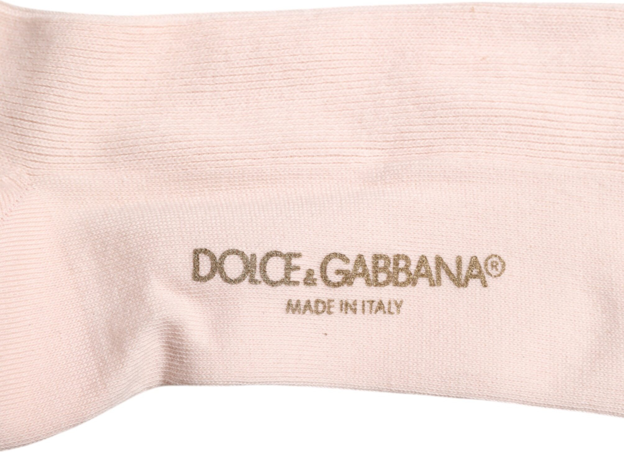 Носки Dolce & Gabbana Ivory Cotton Stretch с логотипом выше икры