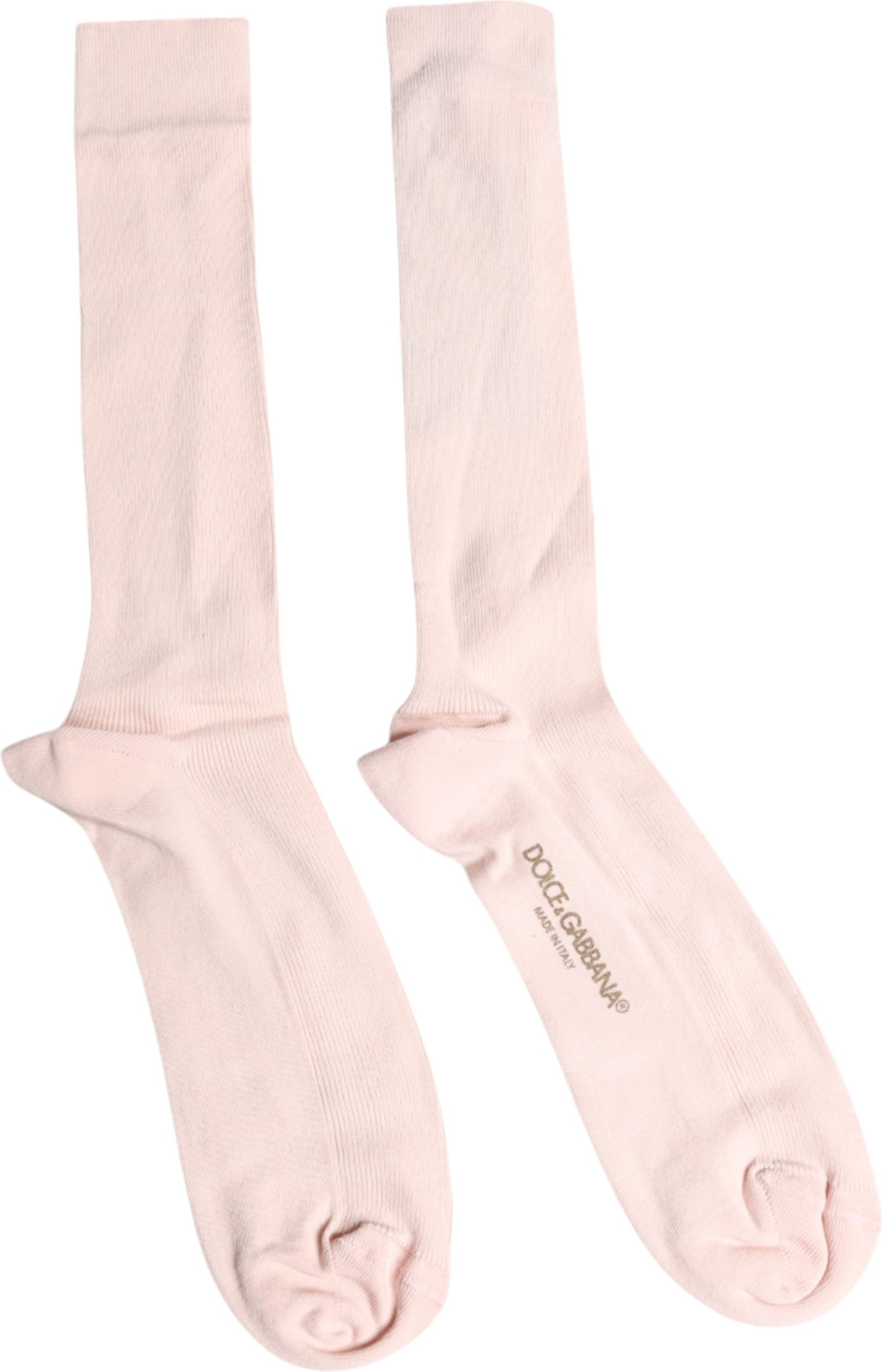 Носки Dolce & Gabbana Ivory Cotton Stretch с логотипом выше икры