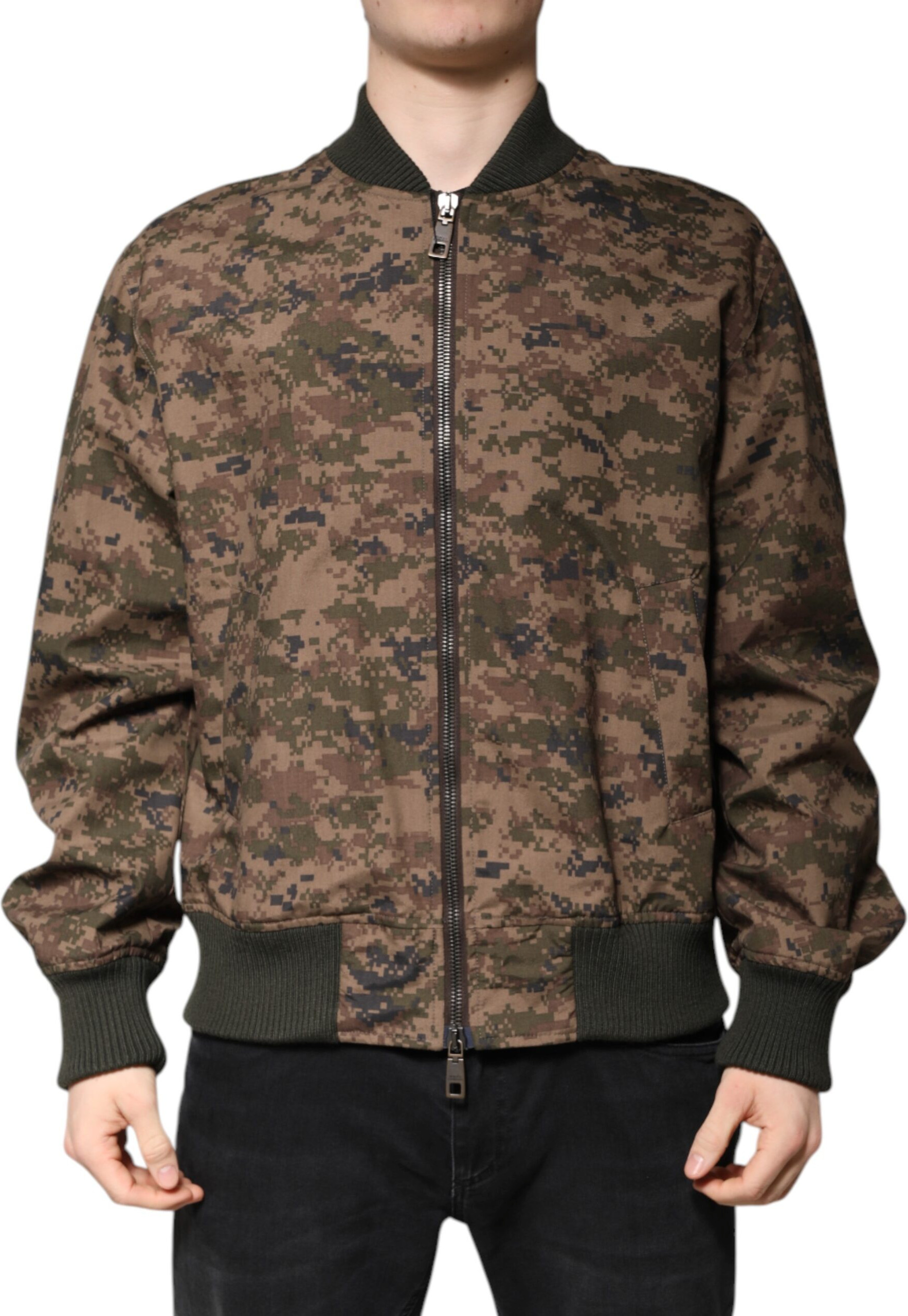 Jacket 'Bomber' toq-zamokli jigarrang "kamuflyaj" uslubida Dolce & Gabbana