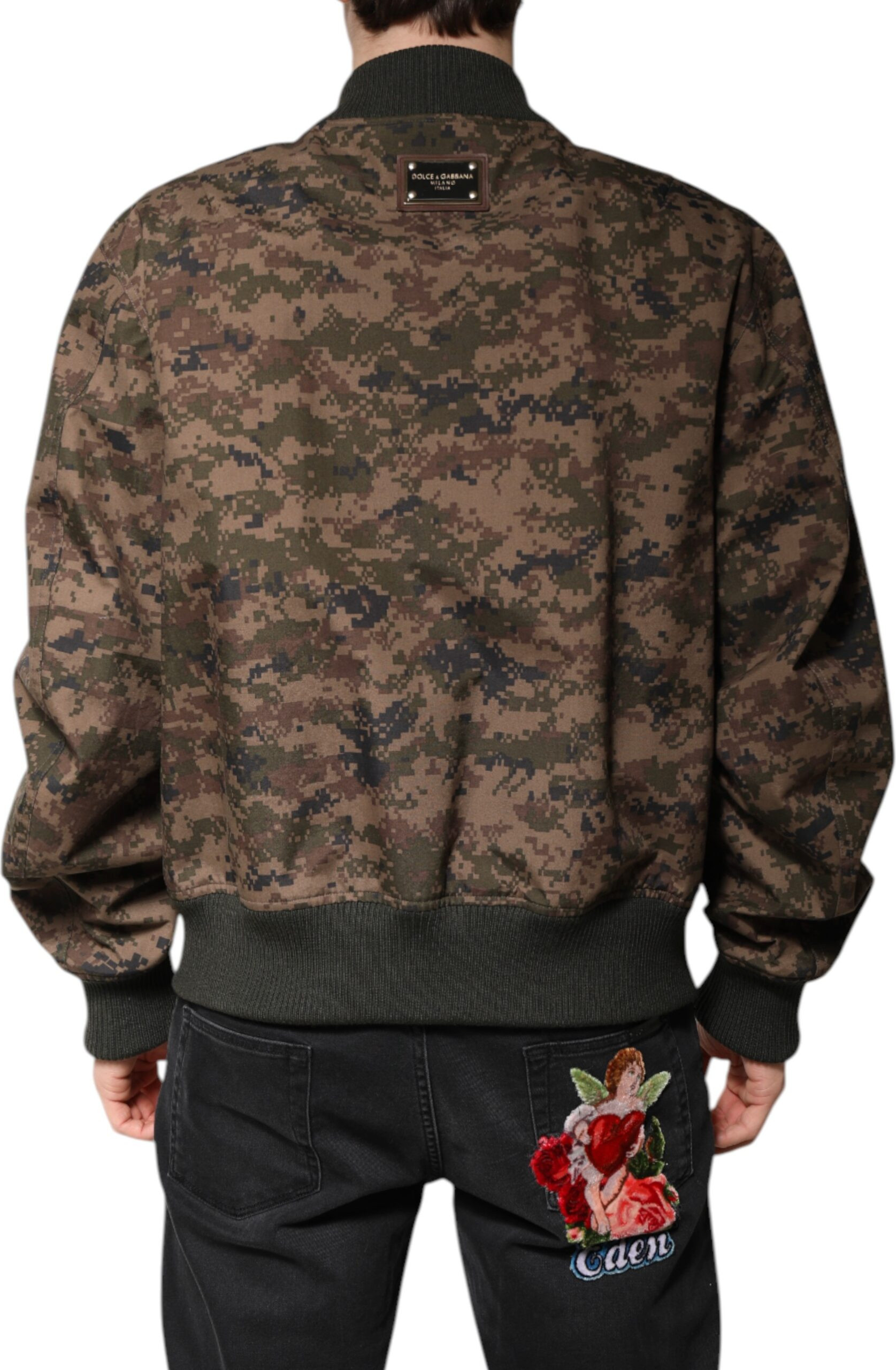 Jacket 'Bomber' toq-zamokli jigarrang "kamuflyaj" uslubida Dolce & Gabbana
