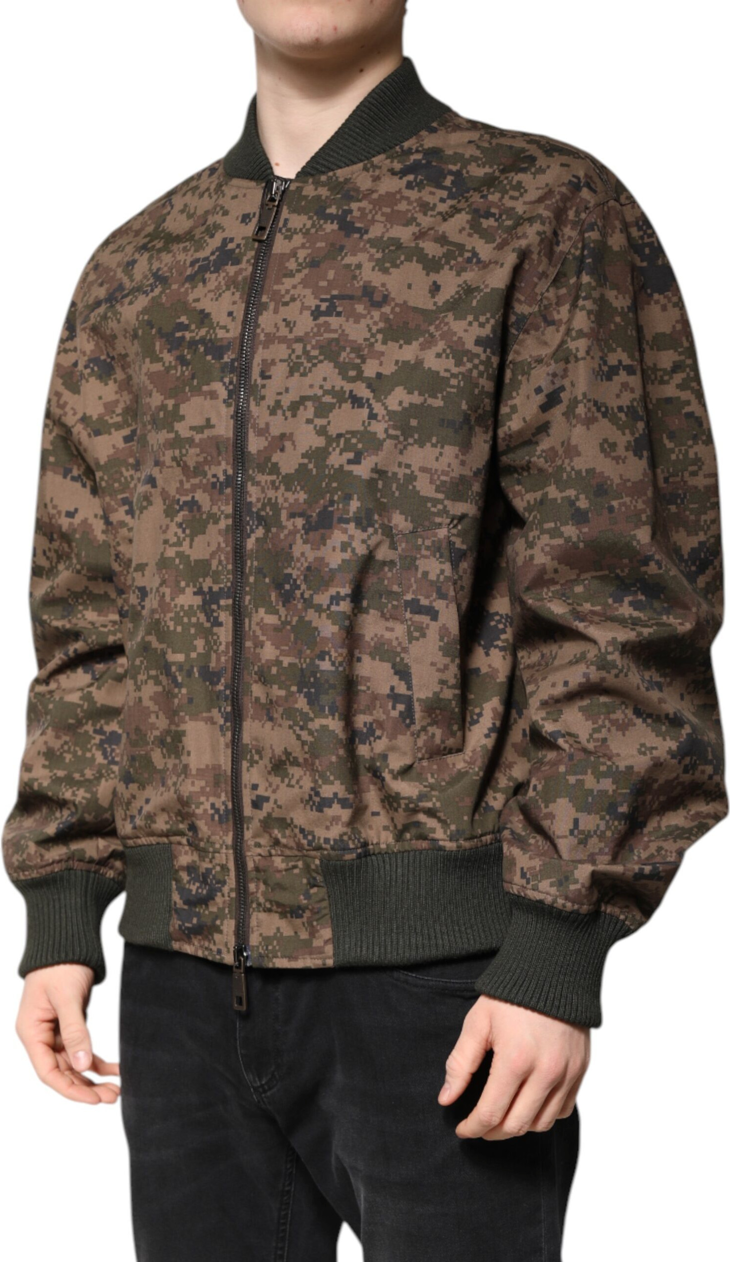 Jacket 'Bomber' toq-zamokli jigarrang "kamuflyaj" uslubida Dolce & Gabbana