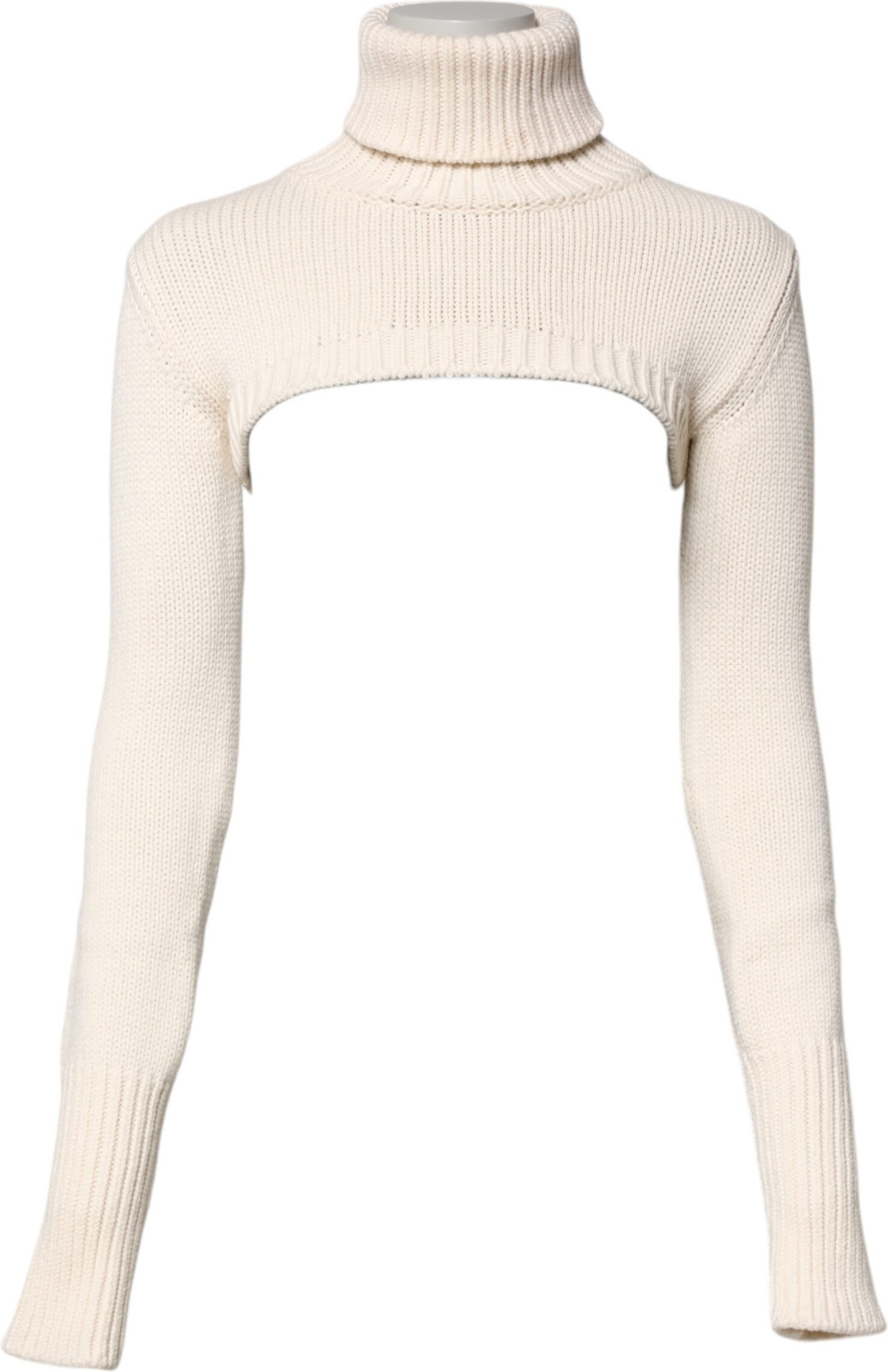 Свитер Dolce & Gabbana Ivory из кашемира с воротником-стойкой, укороченный топ