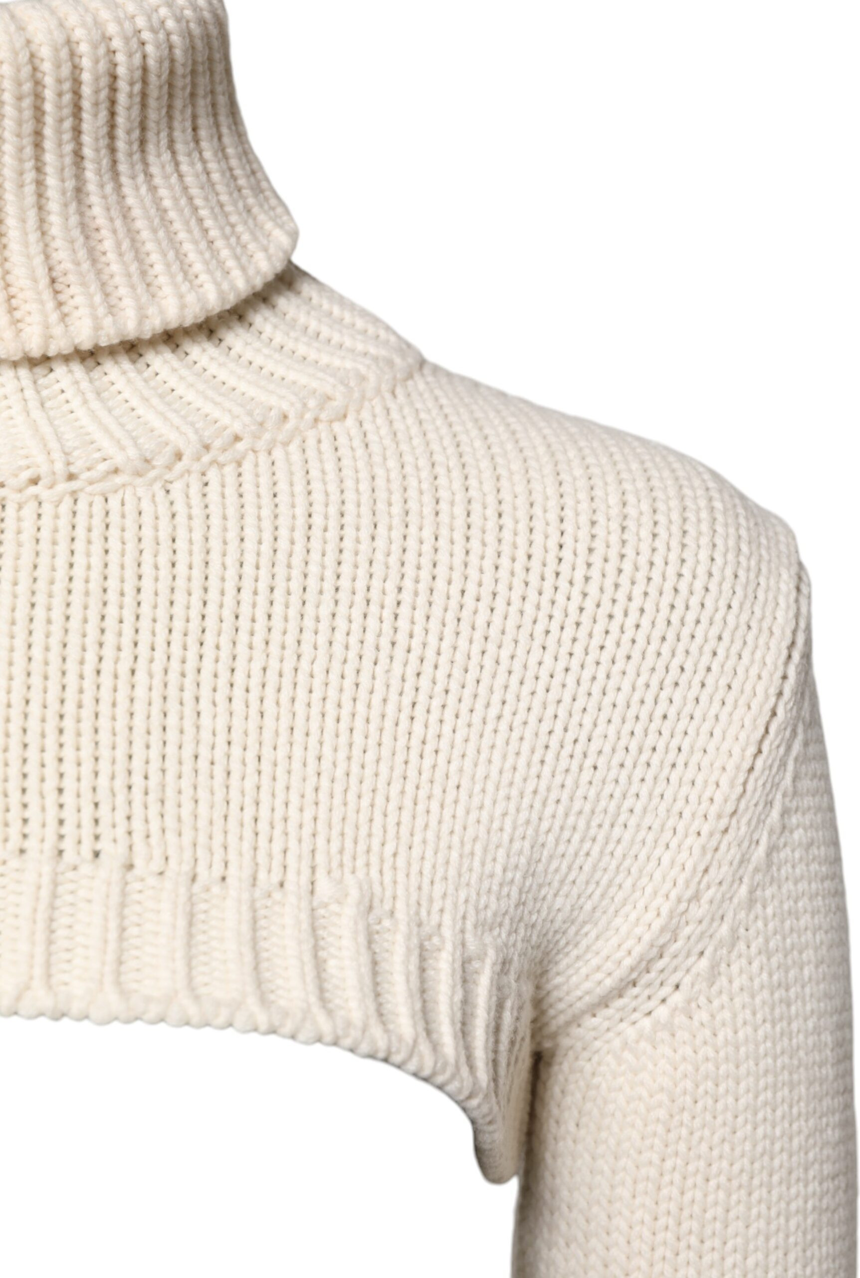 Свитер Dolce & Gabbana Ivory из кашемира с воротником-стойкой, укороченный топ
