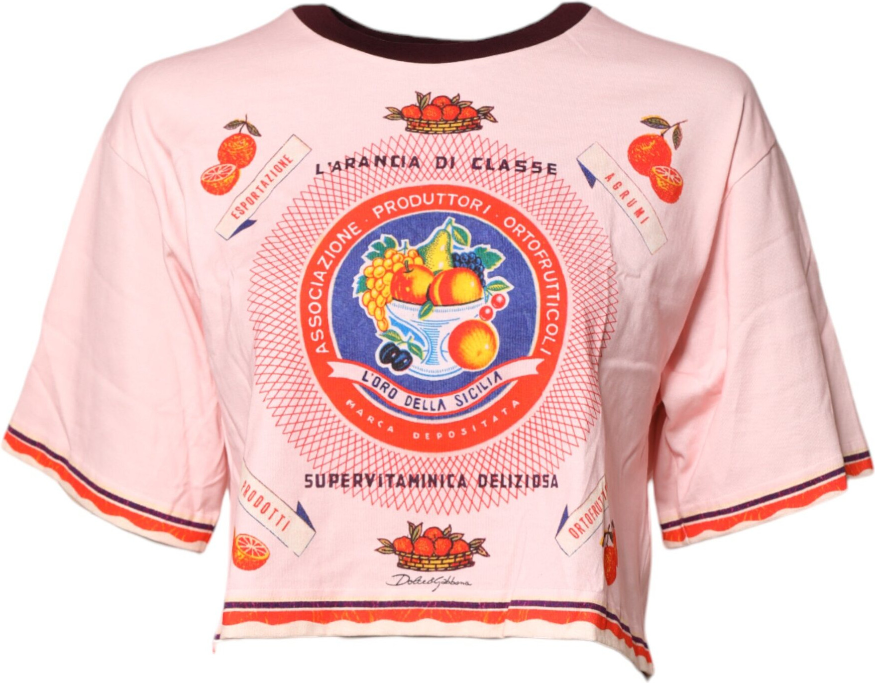 Cotton Short Sleeves Cropped Top Dolce & Gabbana
