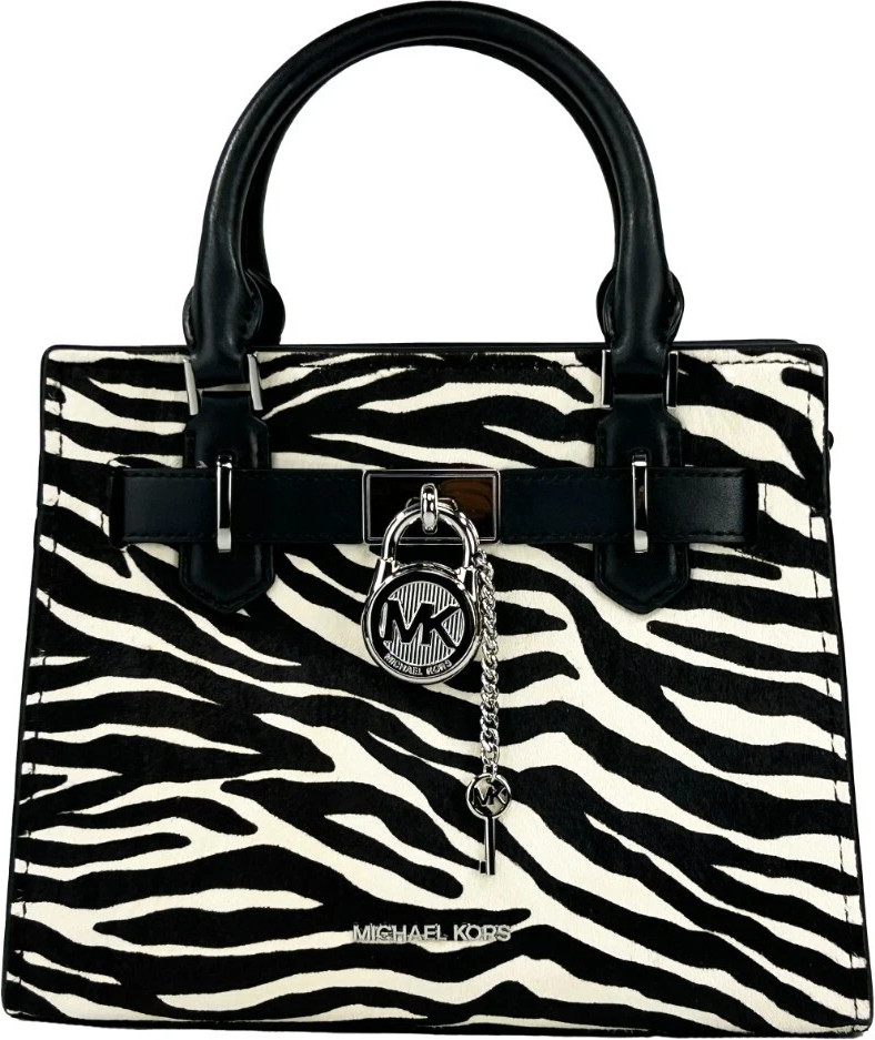 Michael Kors Hamilton Kiçik Zebra Print Teri Crossbody Sumkasi