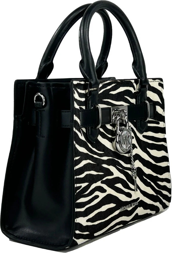 Michael Kors Hamilton Kiçik Zebra Print Teri Crossbody Sumkasi