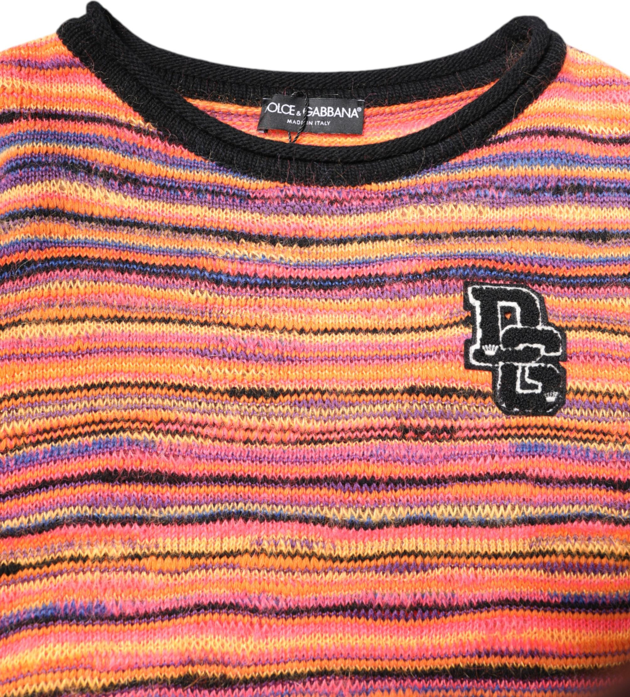 Dolce & Gabbana Multicolor Wool DGLogo Knit Pullover Sweater