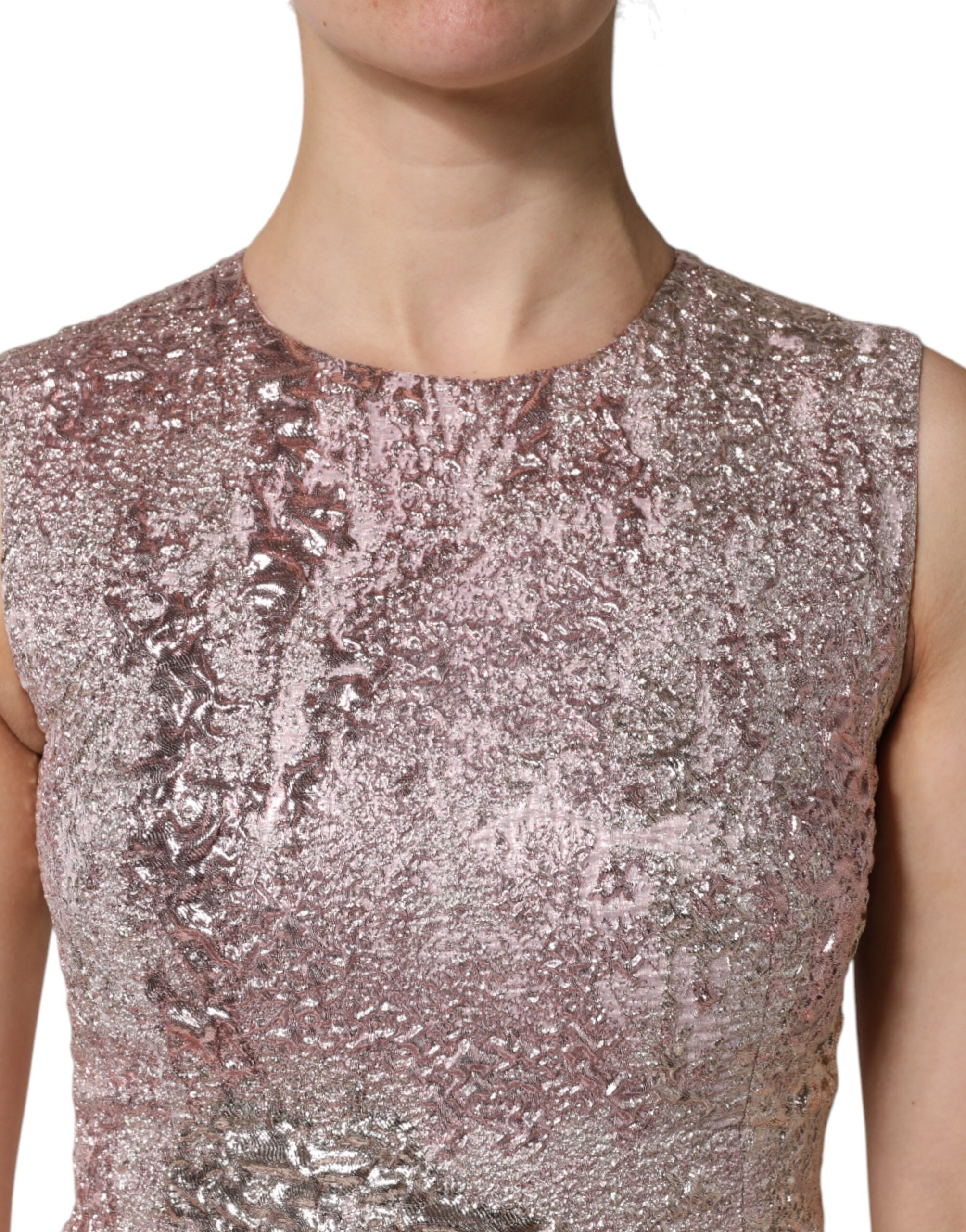 Dolce & Gabbana Pushti Jacquard Detalsiz Mini Ko'ylak