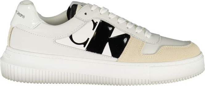 Sneakers Calvin Klein Elegant White Lace-Up Sneakers with Contrast Detail