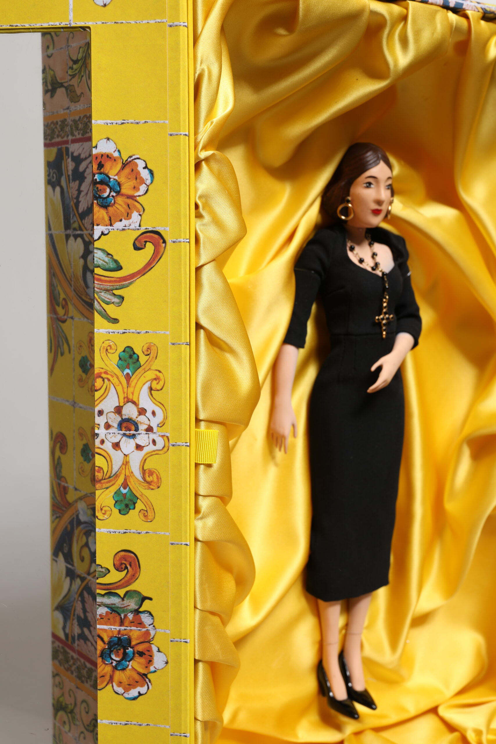 Doll Dolce & Gabbana Black Dress Ceramic Porcelain Fashion Leather Sicily