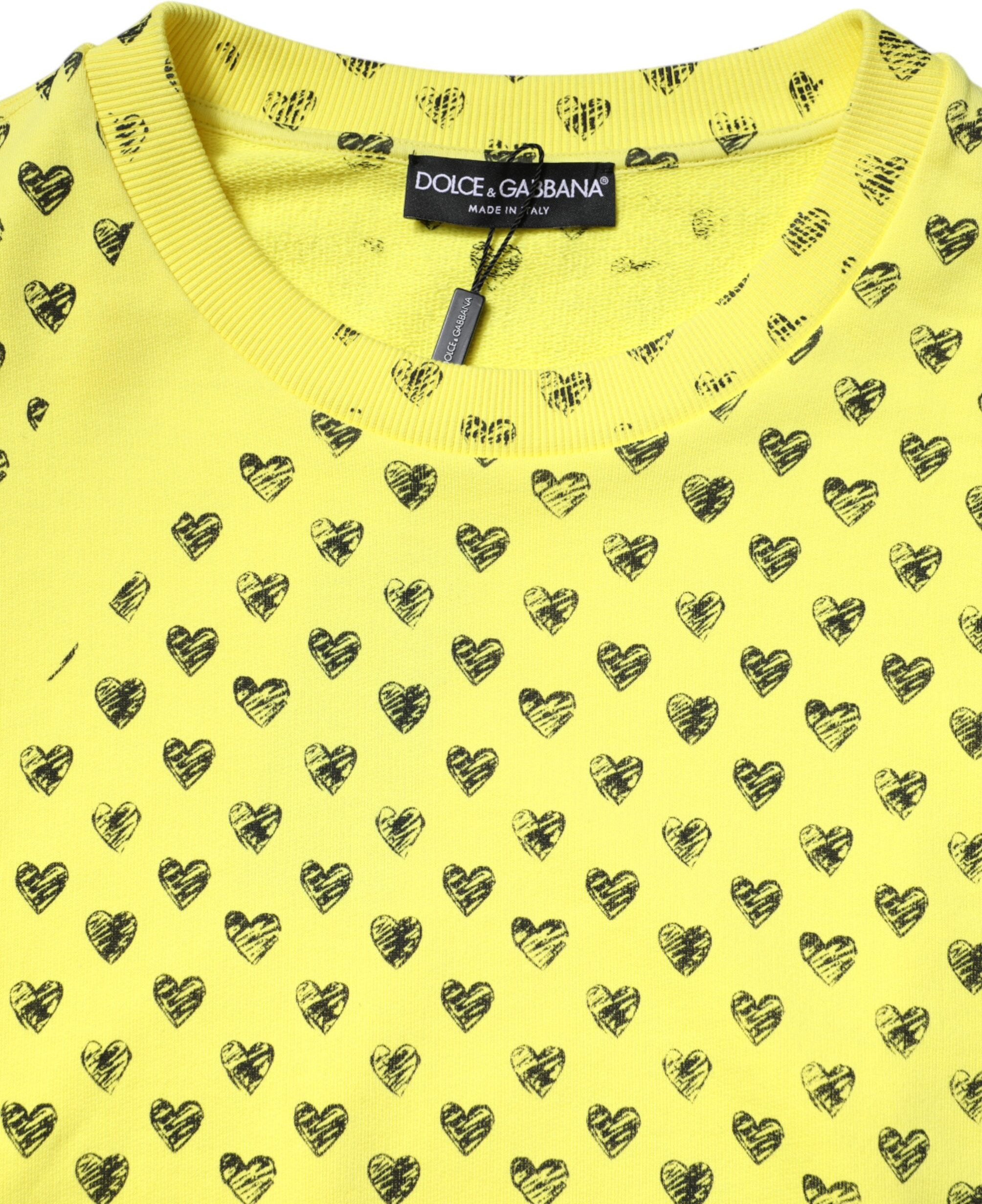 Yellow Heart Crew Neck Men Pullover Sweater Dolce & Gabbana