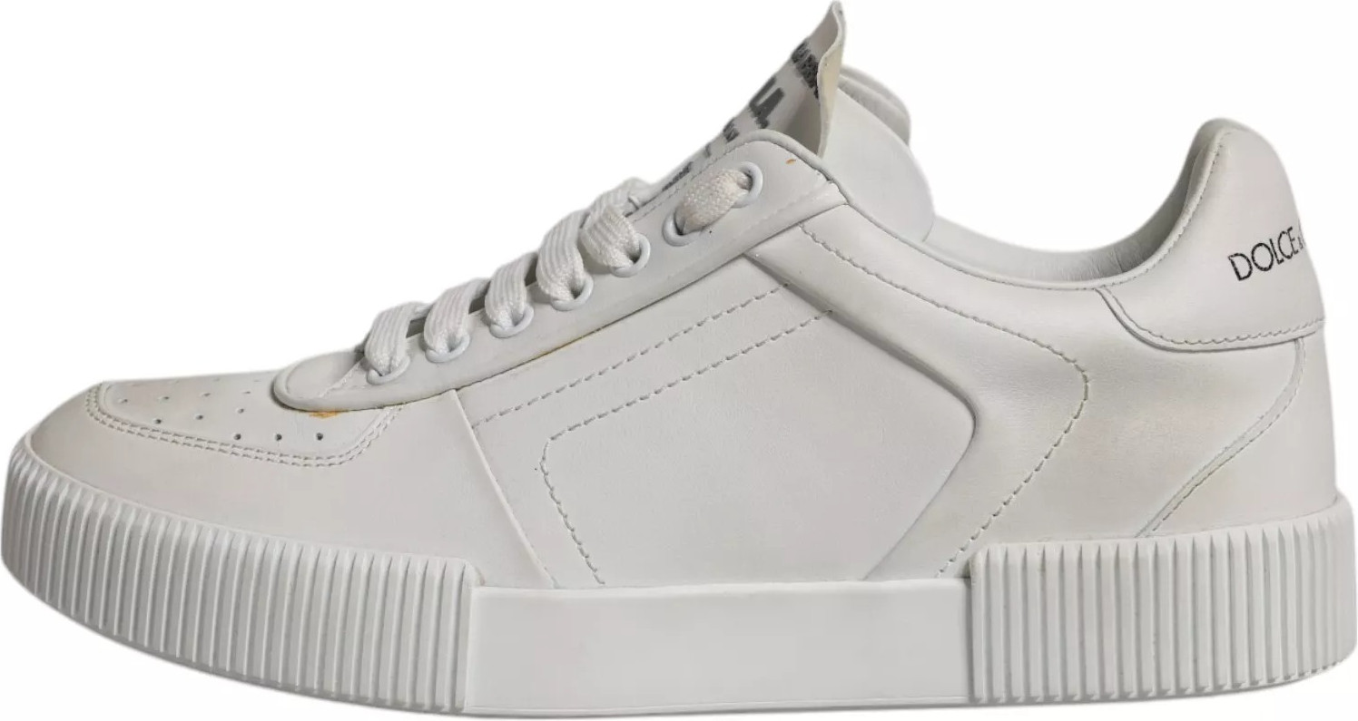 White Miami Leather Low Top Sneakers Shoes Dolce & Gabbana