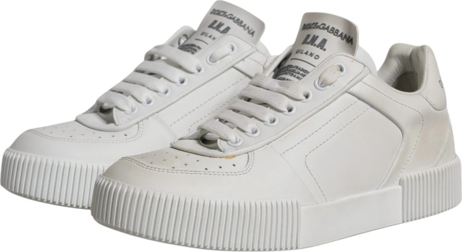 White Miami Leather Low Top Sneakers Shoes Dolce & Gabbana