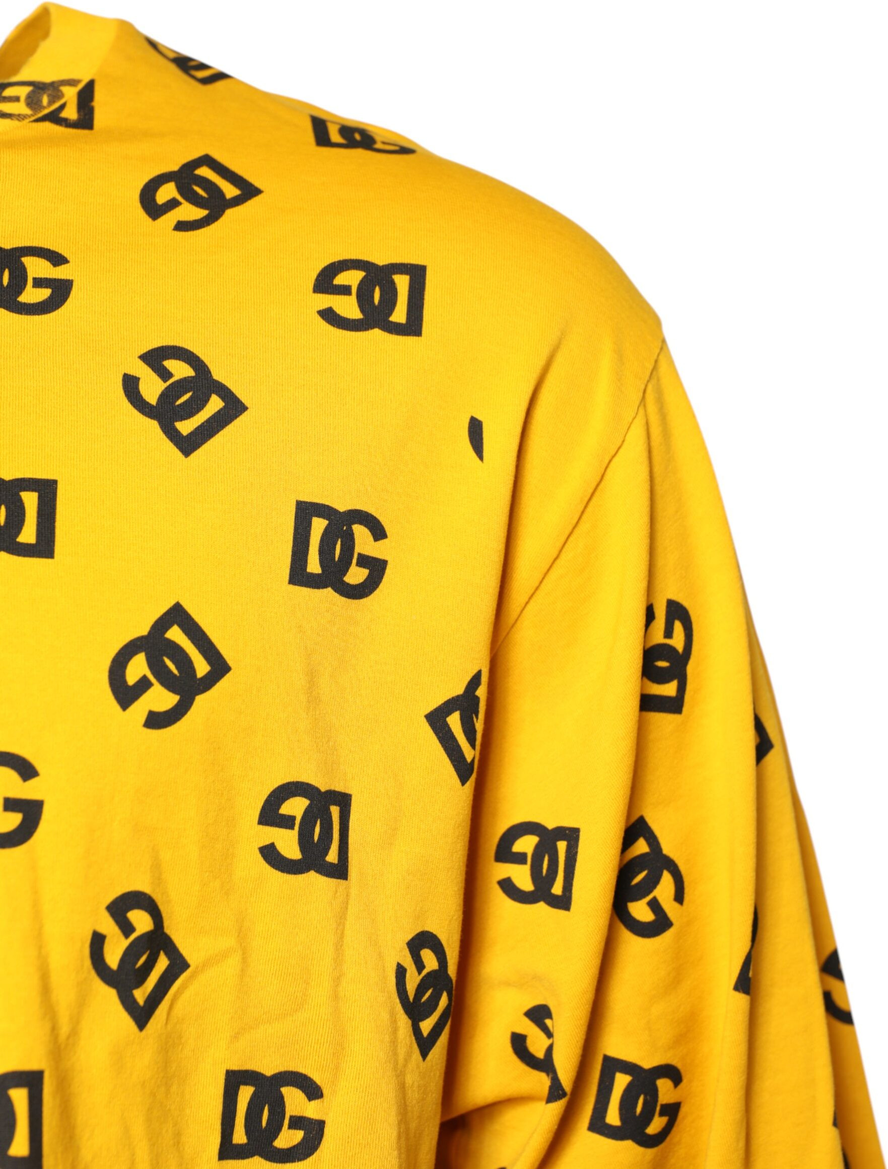 Yellow Cotton DG Logo Print Cropped T-shirt Dolce & Gabbana
