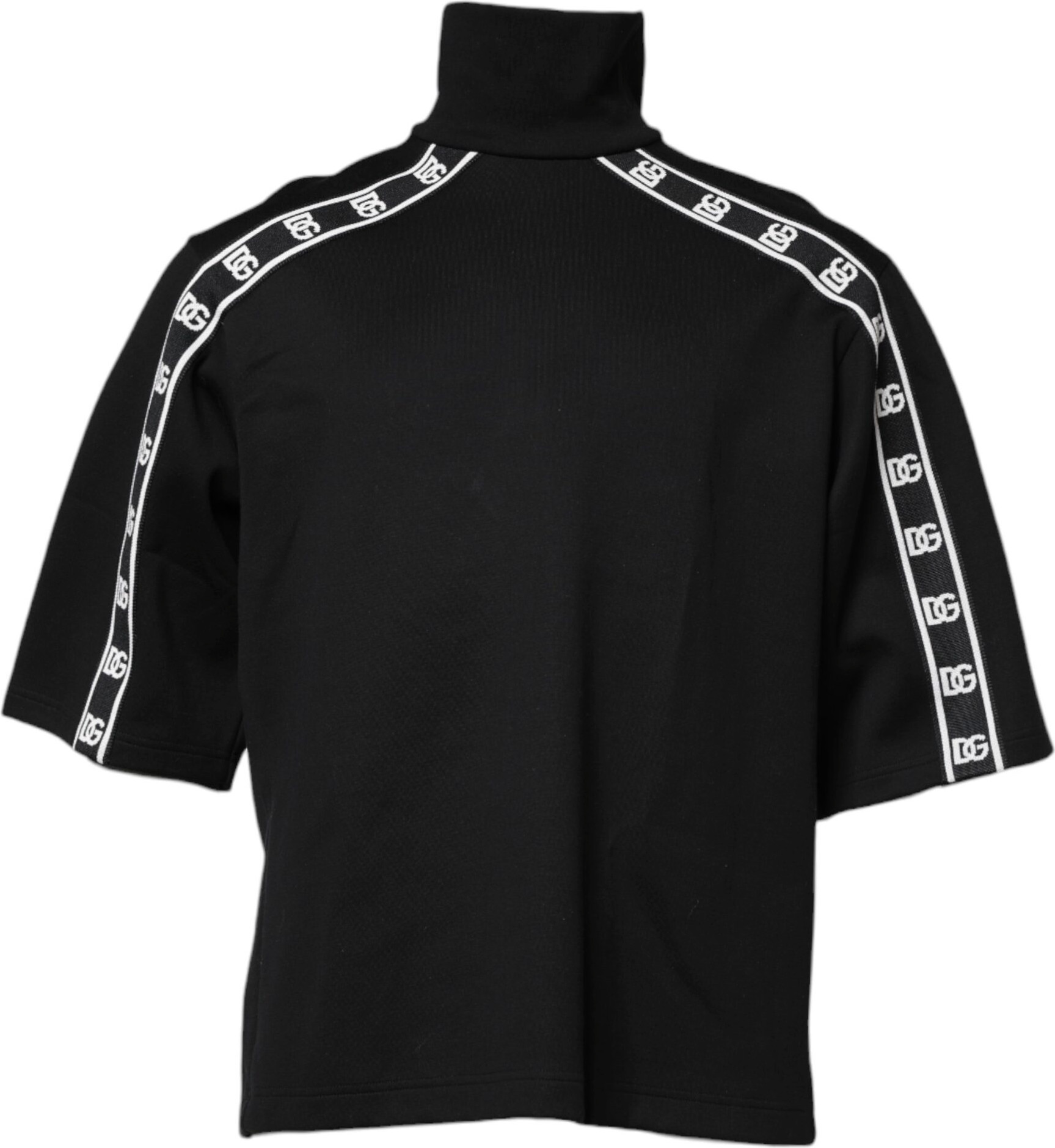 Black Cotton DG Print Turtleneck T-shirt Dolce & Gabbana