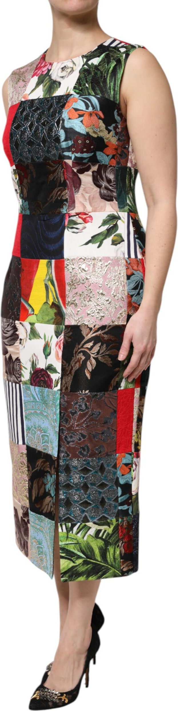 Multicolor Patchwork Sleeveless Sheath Dress Dolce & Gabbana