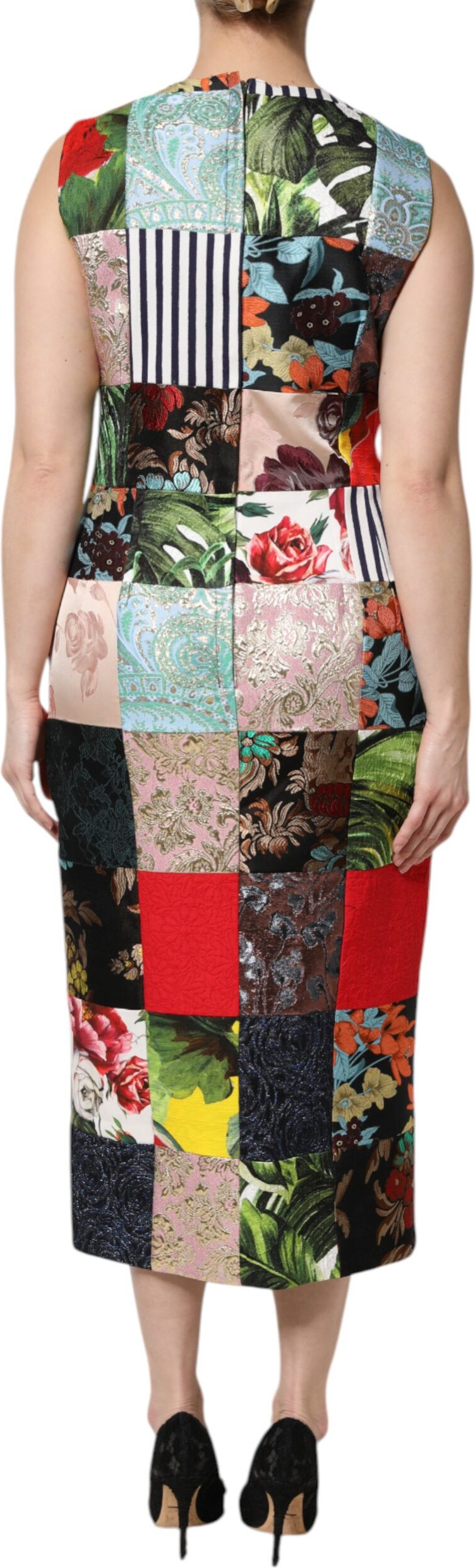 Multicolor Patchwork Sleeveless Sheath Dress Dolce & Gabbana