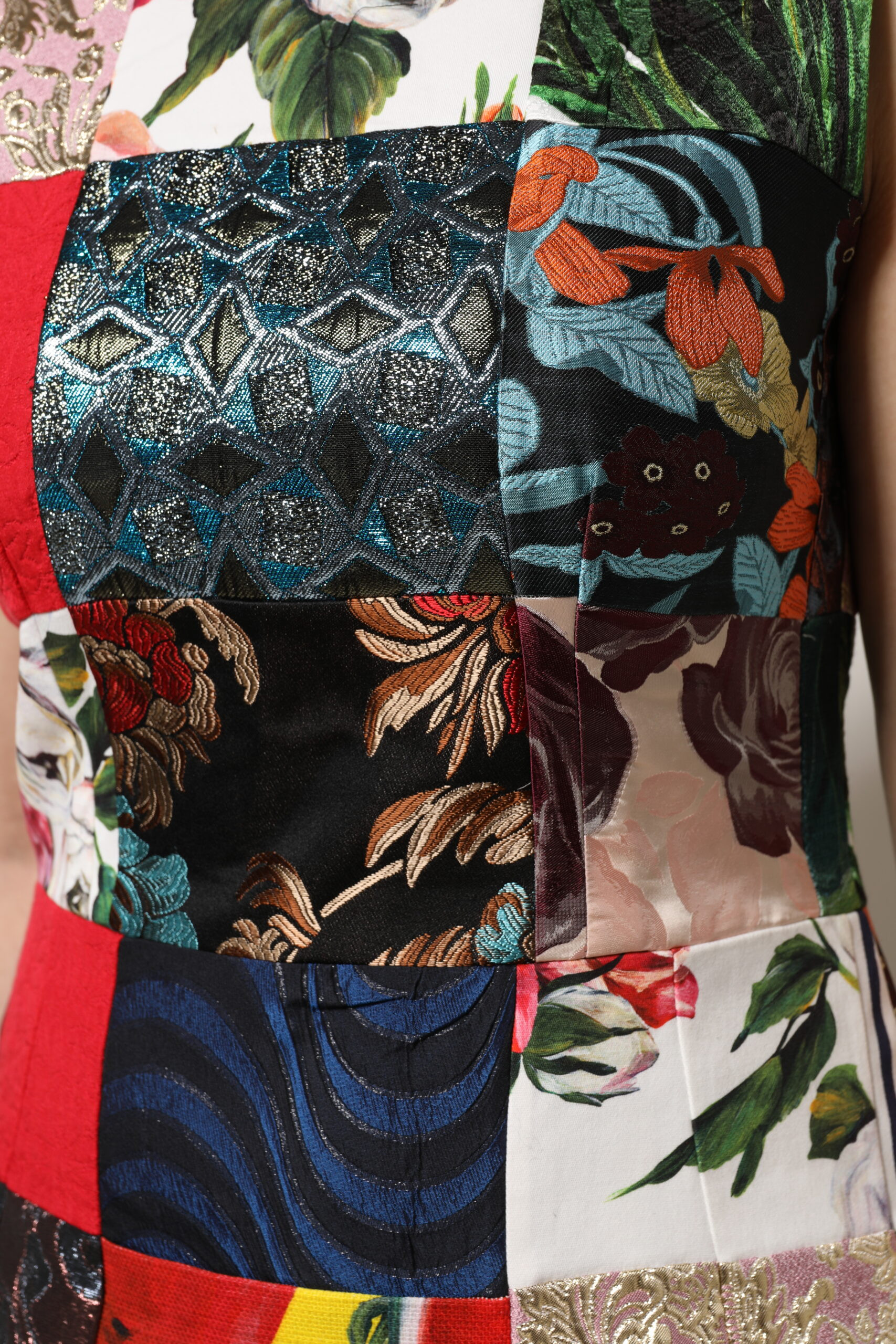 Multicolor Patchwork Sleeveless Sheath Dress Dolce & Gabbana