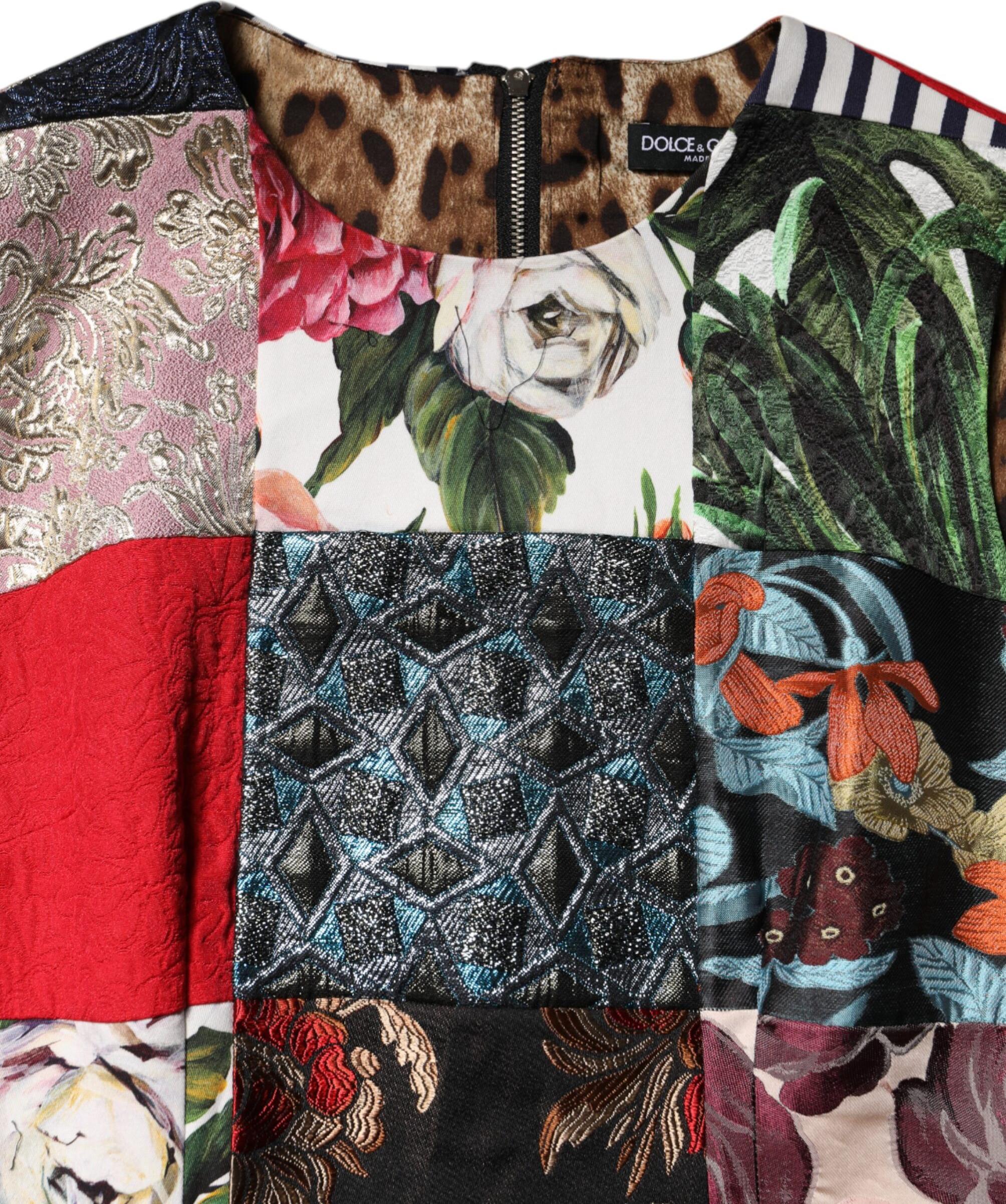 Multicolor Patchwork Sleeveless Sheath Dress Dolce & Gabbana