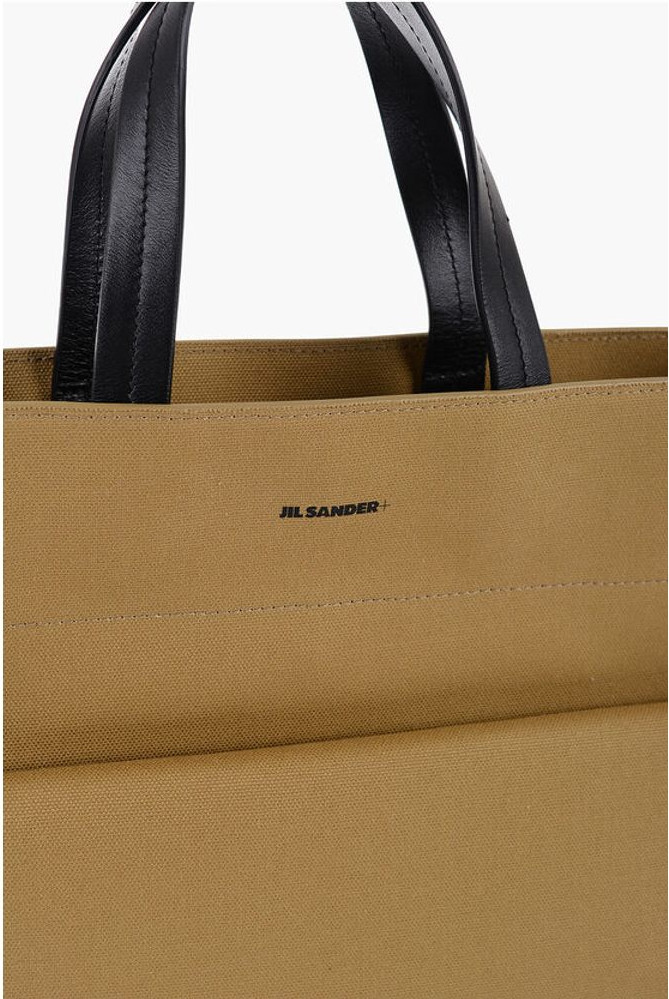 Xarid sumkasi Jil Sander Kanvas xarid sumkasi tashqi cho'ntakli