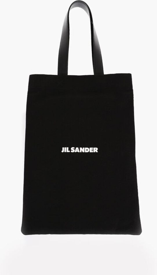 Shopper Bag Jil Sander Canvas Shopper Bag with Leather Handles