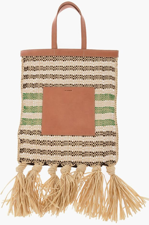 Сумка-тоут Jil Sander Raffia Tote Bag с кожаными деталями