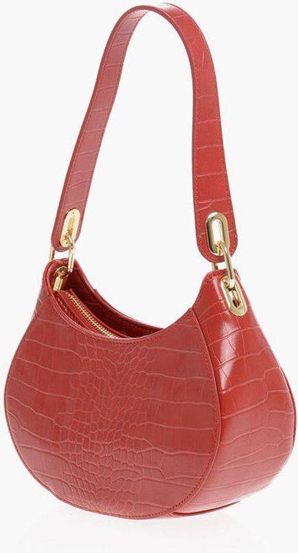 Hobo Bag Moschino LOVE Crocodile Effect Faux Leather Hobo Bag with Golden Hear