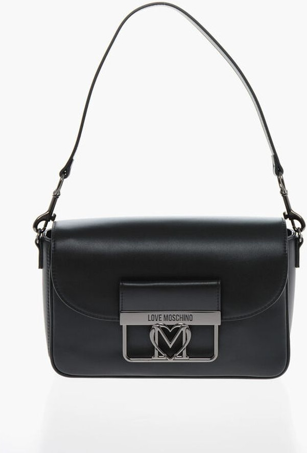 Handbag Moschino LOVE Faux Leather Bag with Silver-Effect Closure