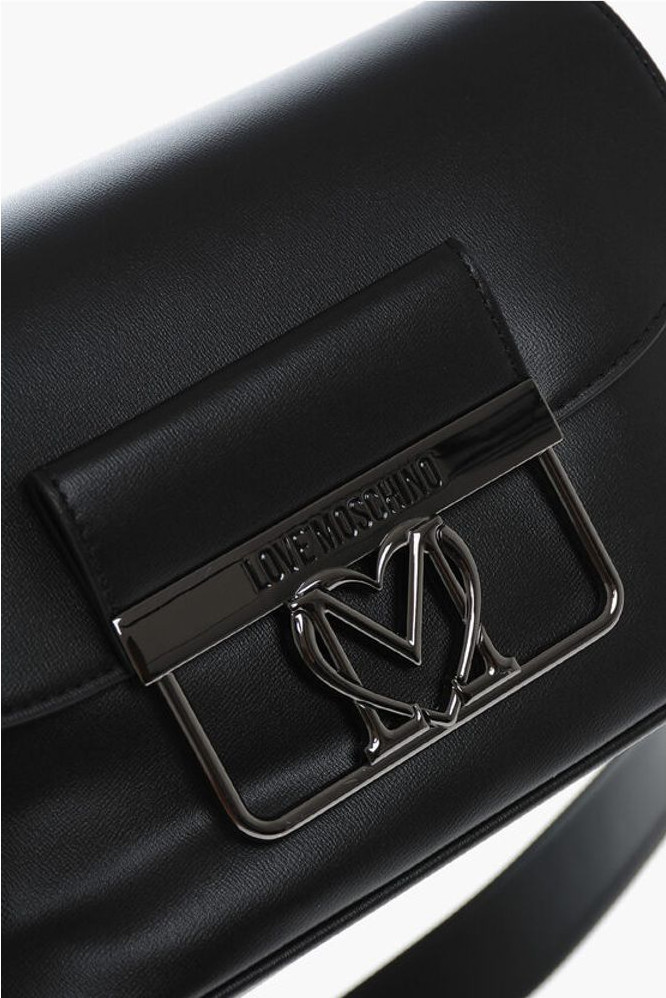 Handbag Moschino LOVE Faux Leather Bag with Silver-Effect Closure